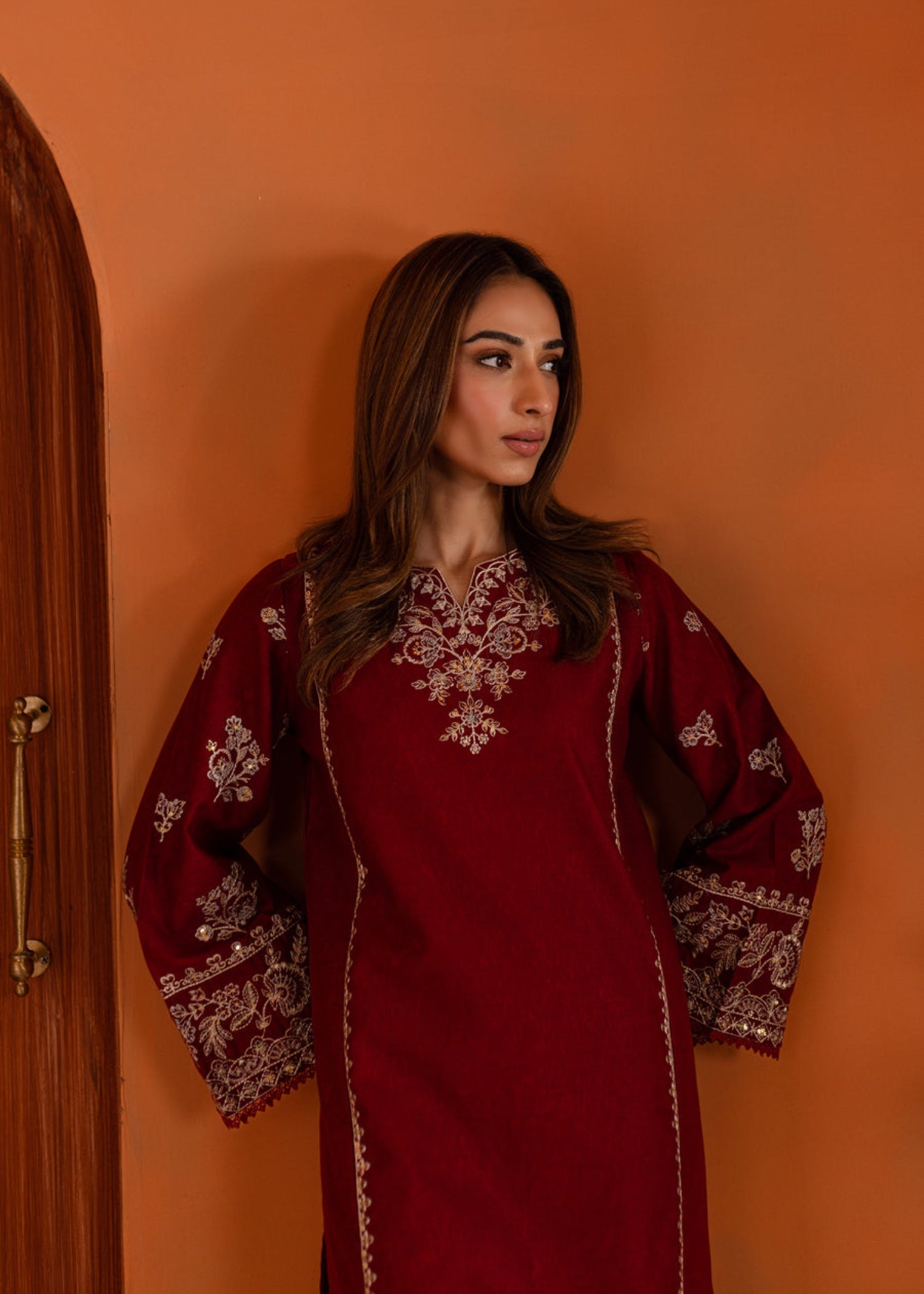 The Turkish Wear Ashnah Maroon Women 2pcs