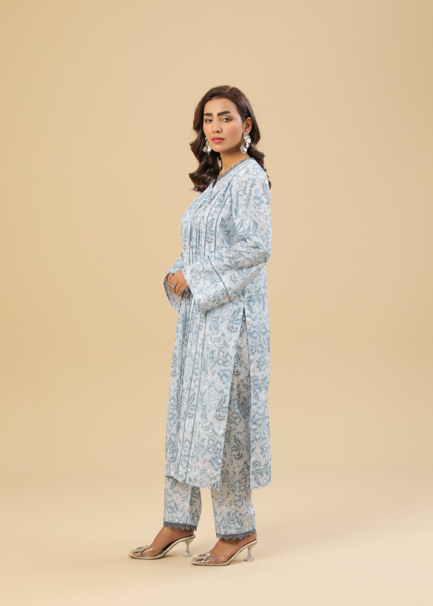 Zenyre Azure Petals Printed Set Women 2pcs