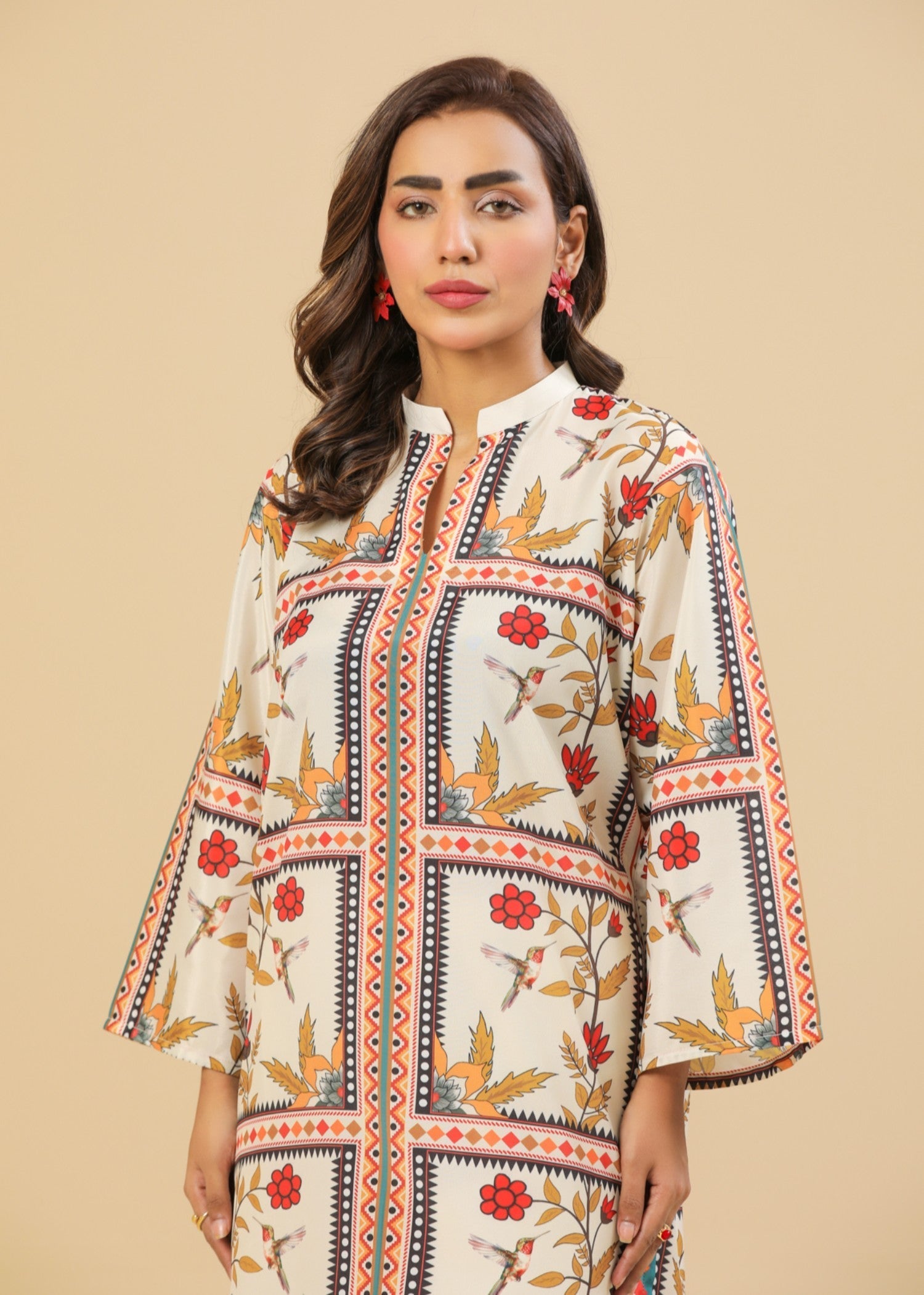 Zenyre Ivory Blooms Printed Set Women 2pcs