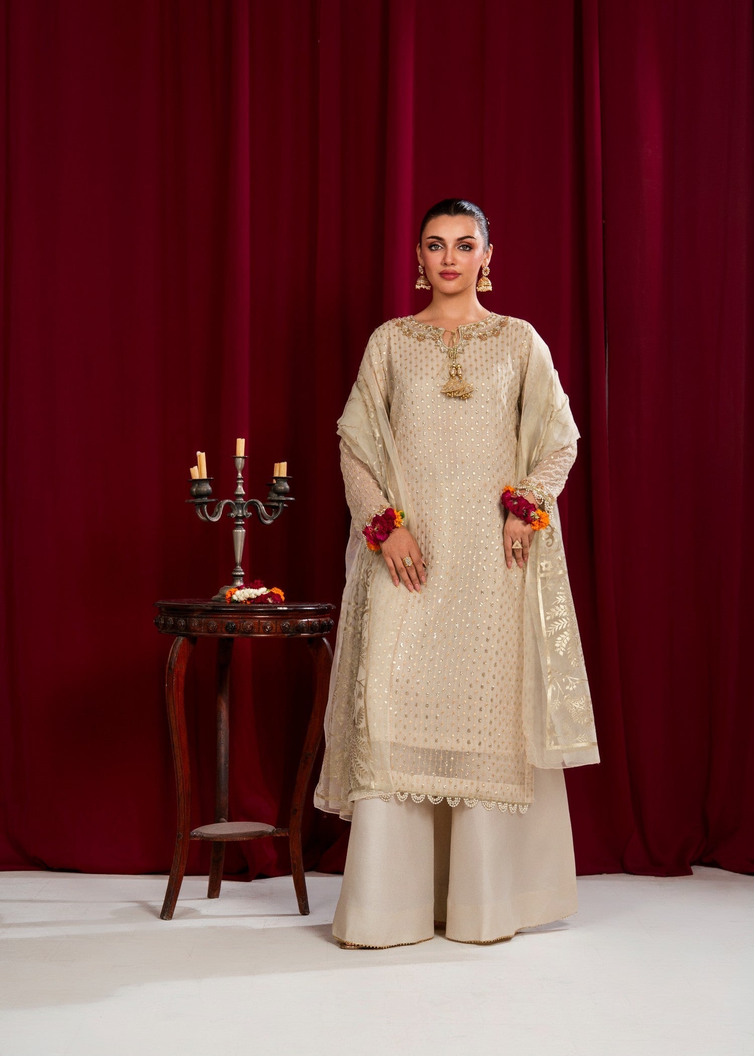 Maira Fashion Off White plazo set Women 4pcs