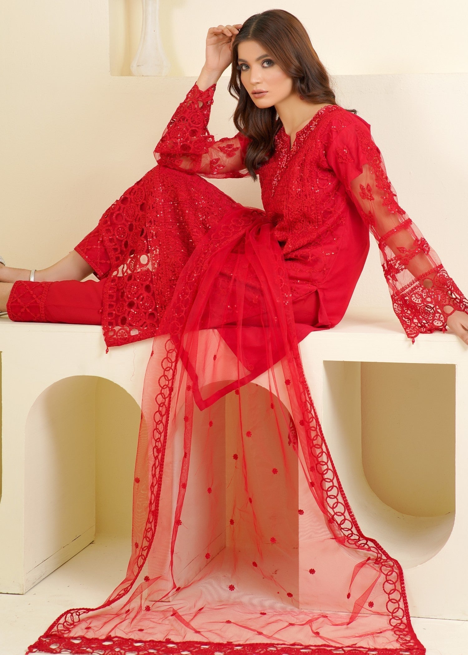 Rangoon Clothing Guluna Red Women 3pcs