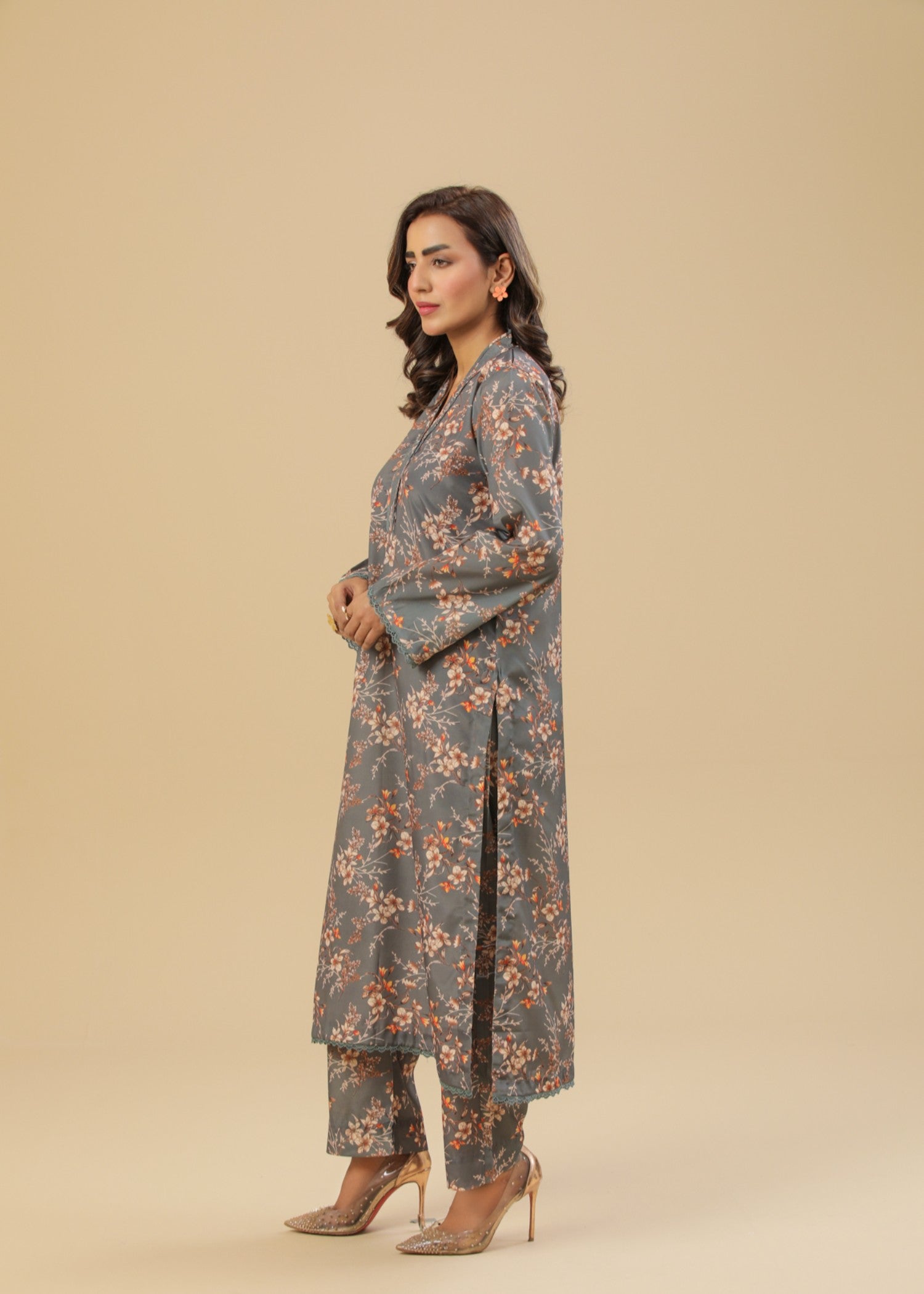 Zenyre Grey Lily Printed Set Women 2pcs