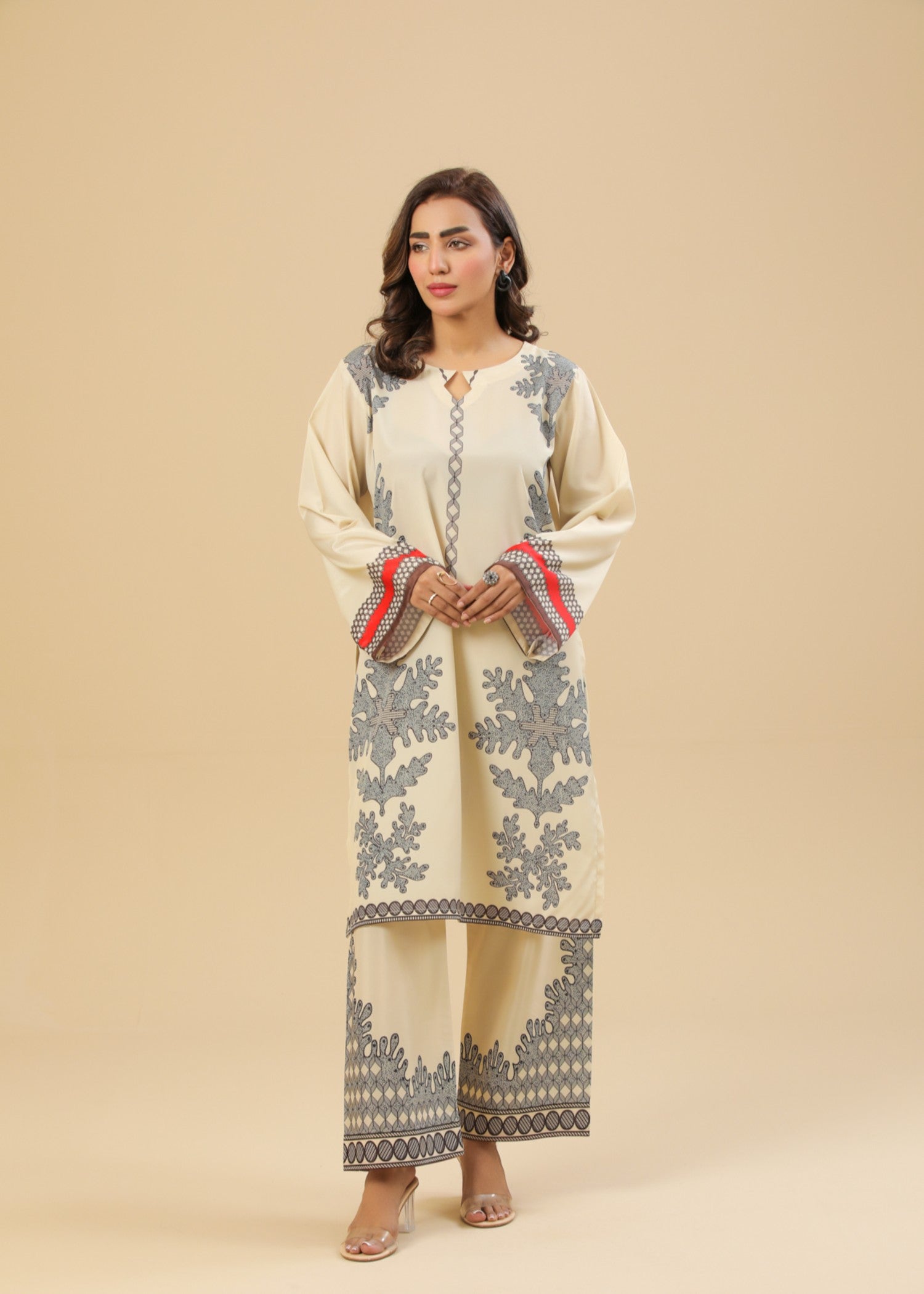 Zenyre Ivory Noir Printed Set Women 2pcs