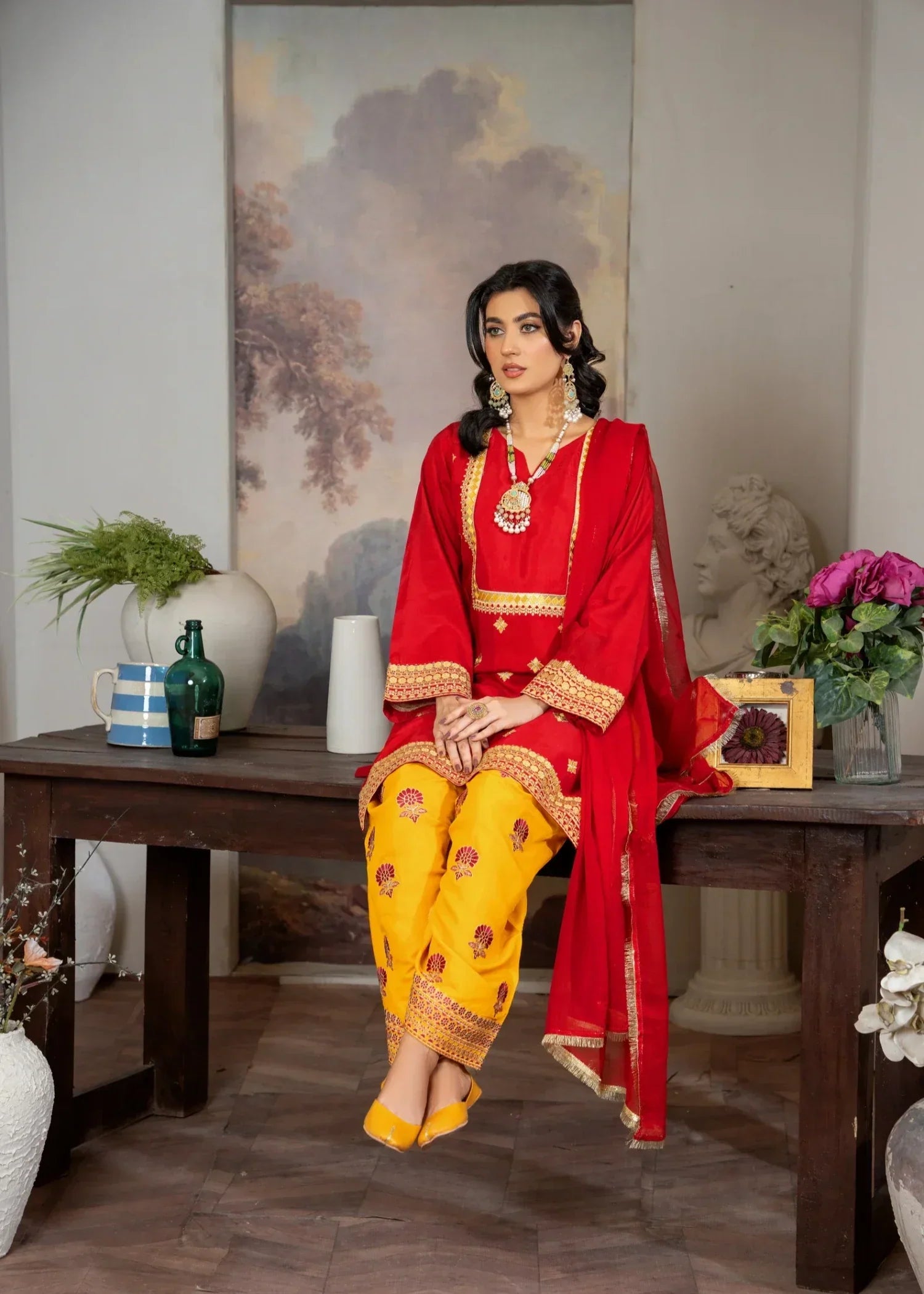 Akhrot Clothing Red Y Women 3pcs