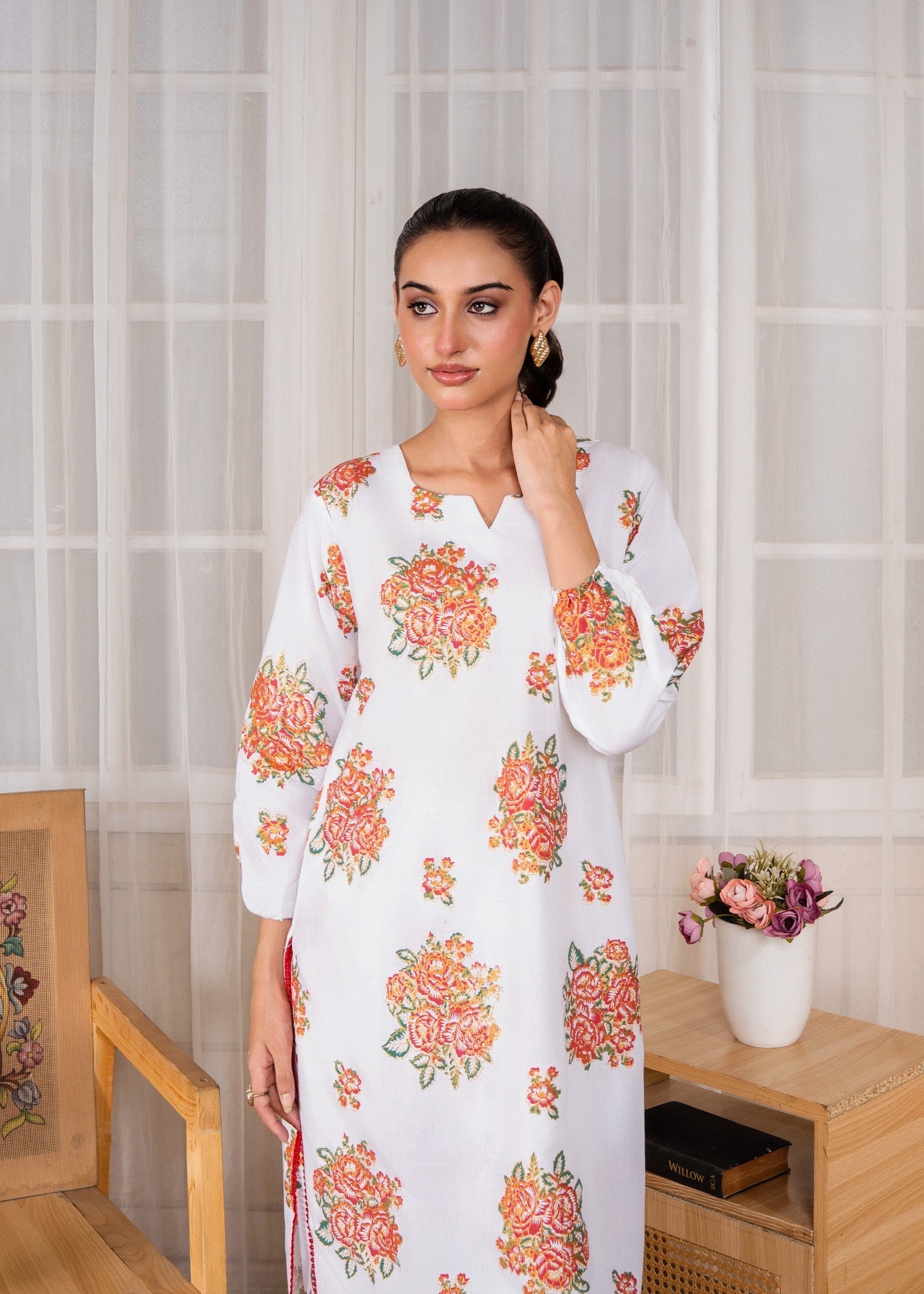 Gulposh Ghulab (Stitched Printed ) White Women 2pcs