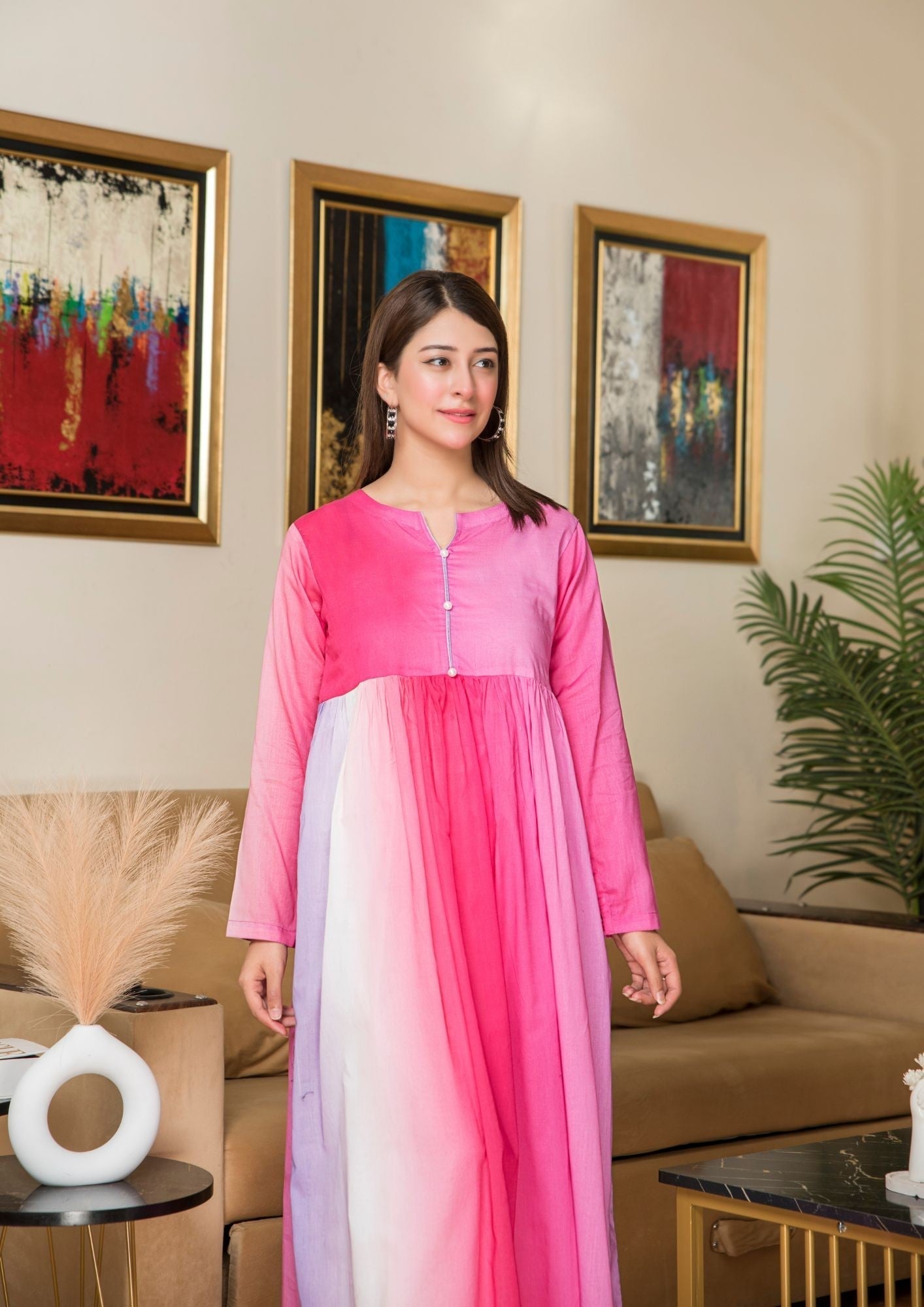 Yolo Pret Printed Lawn Long Tunic OMBRE O25 0003 Women 1pcs