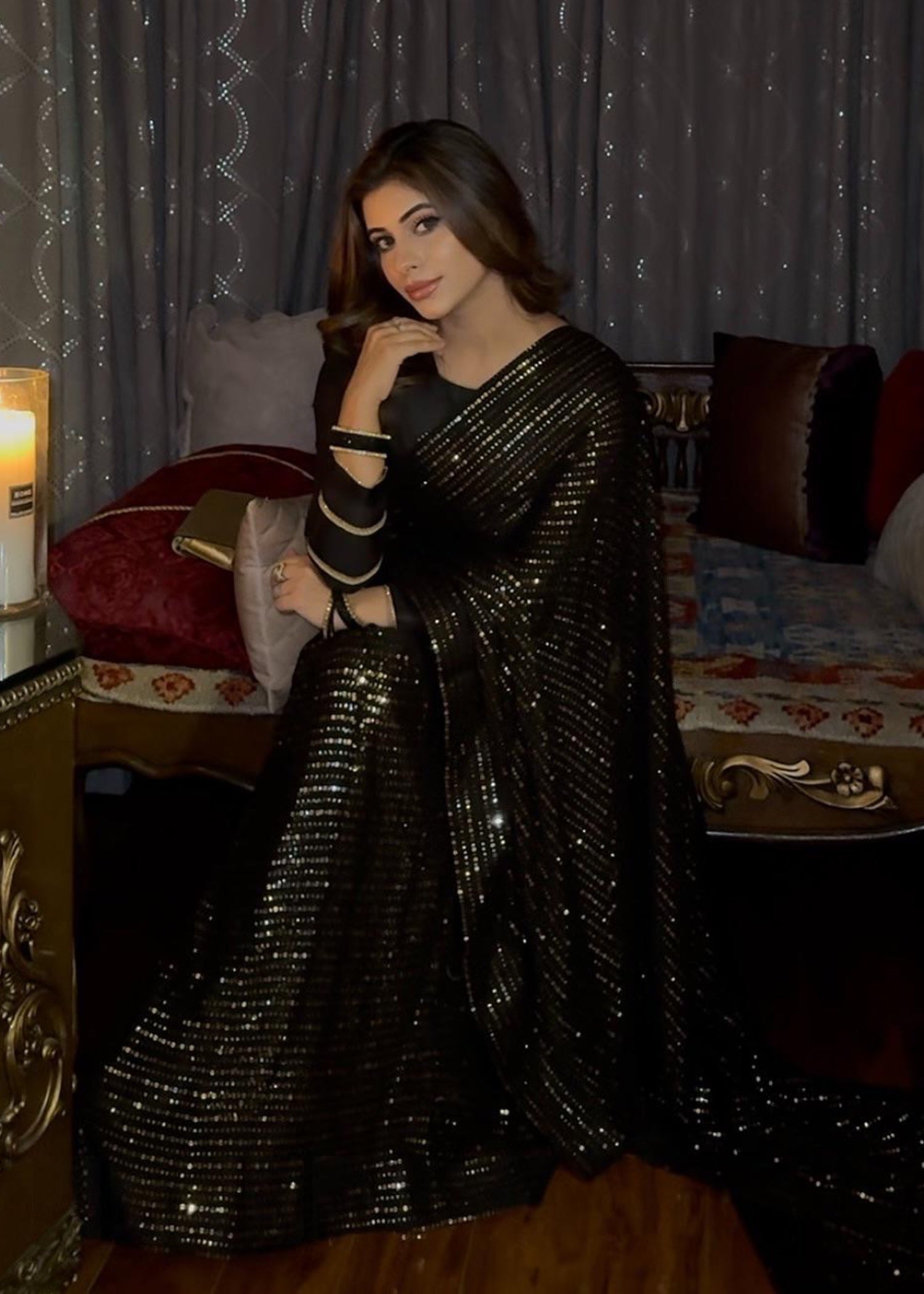 Laal Clothing GLC 044 Black Saree Women 3pcs