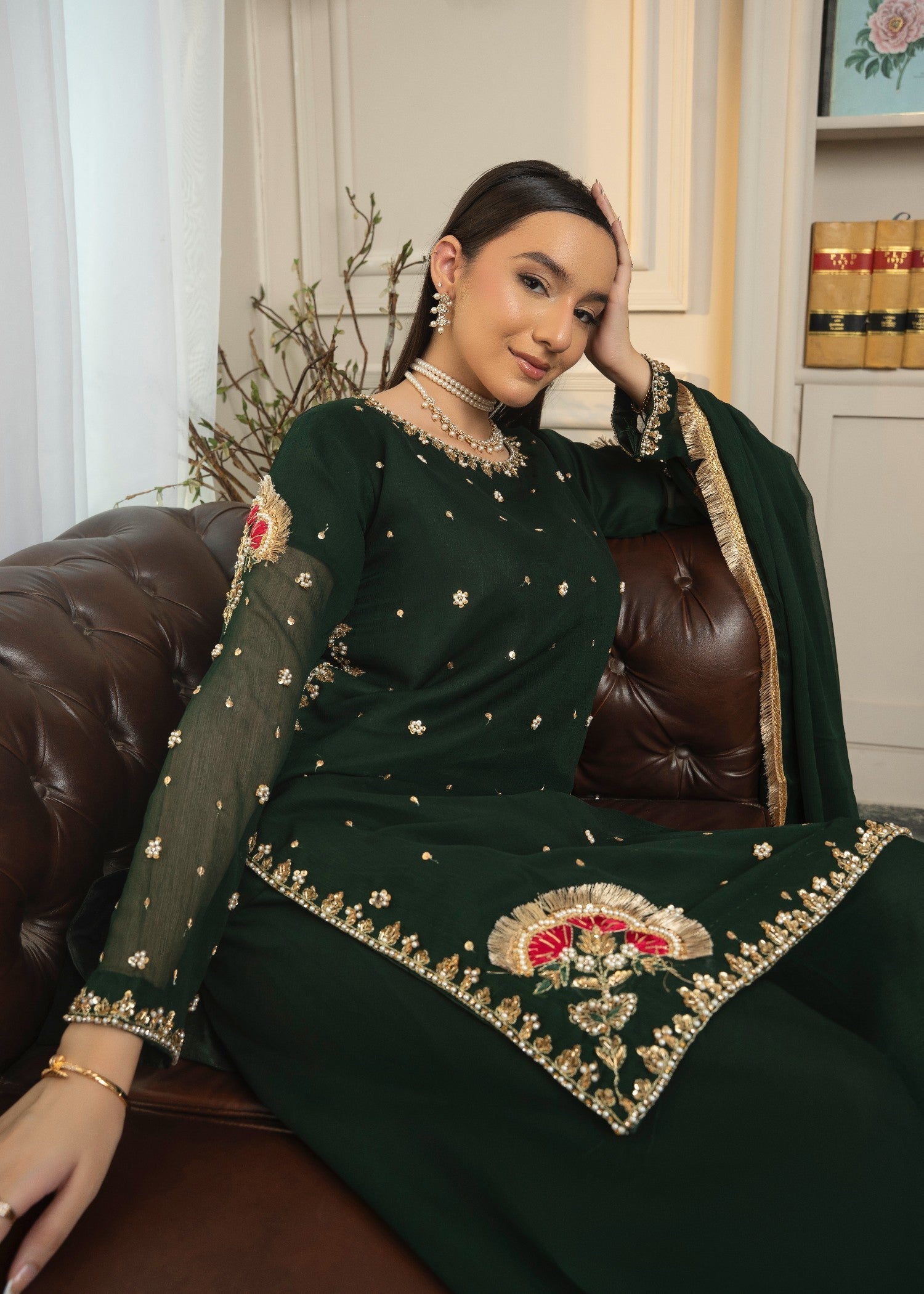 Maira Fashion Bottle green Sharara Women 3pcs