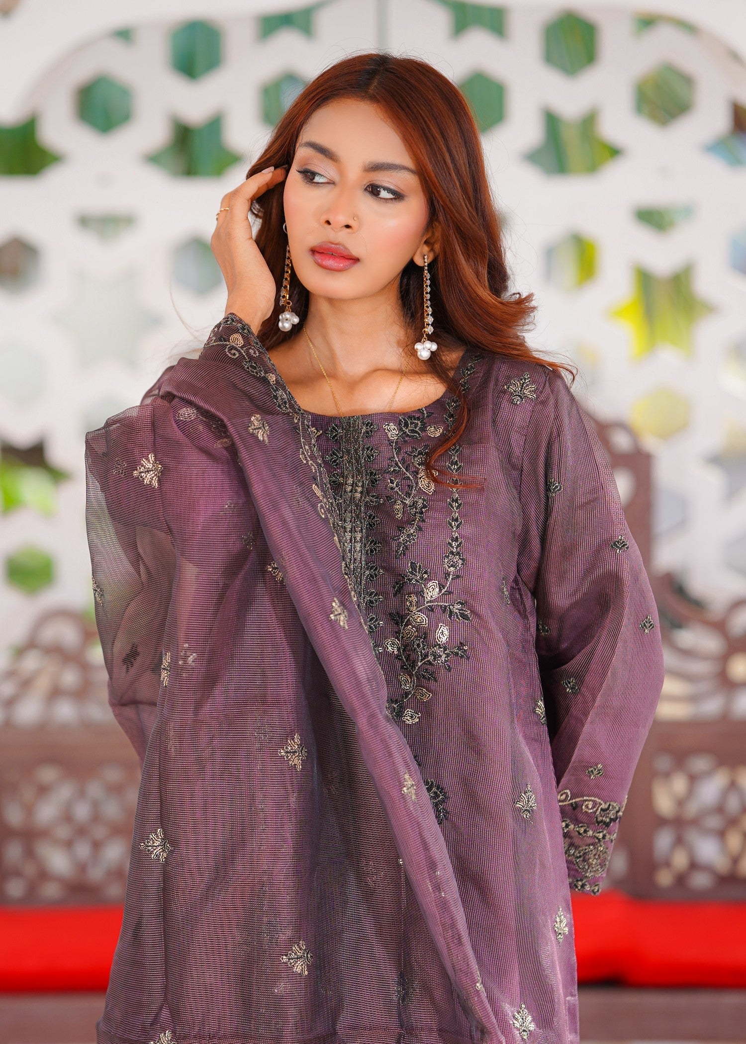 Abeera Timeless Radiance – Embroidered & Zariwork Khaddi Net Suit (Art No. H 001) Women 3pcs