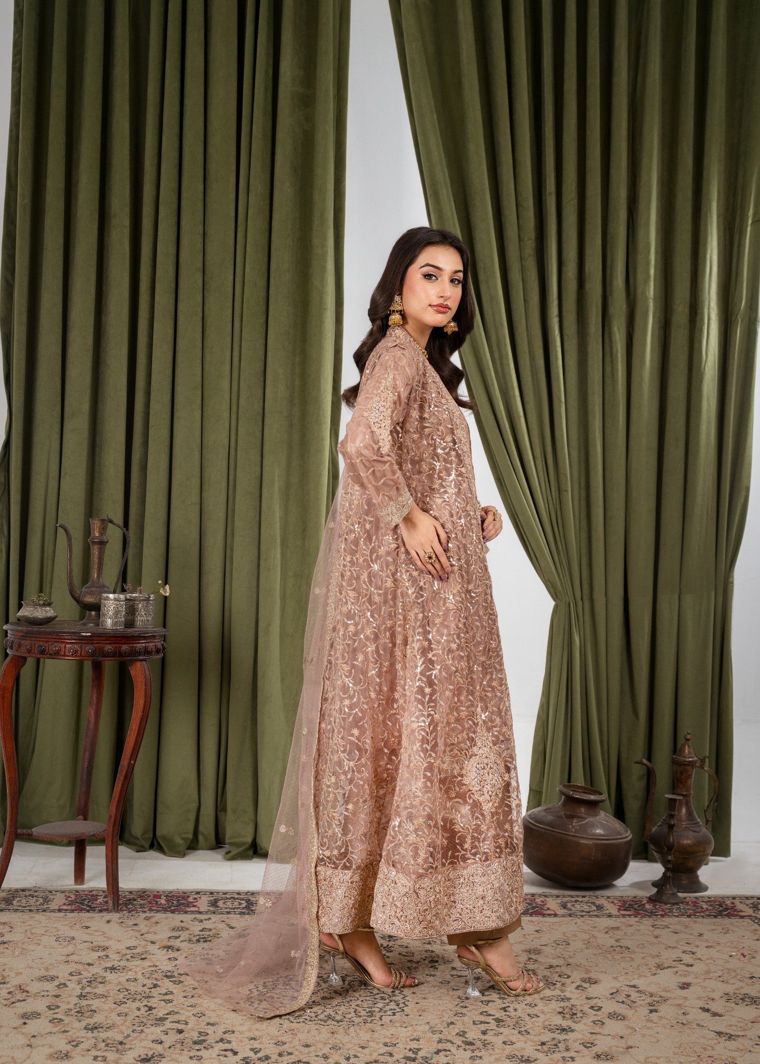 Hkb Officials Harika Brown Pearl Coat Women 4pcs