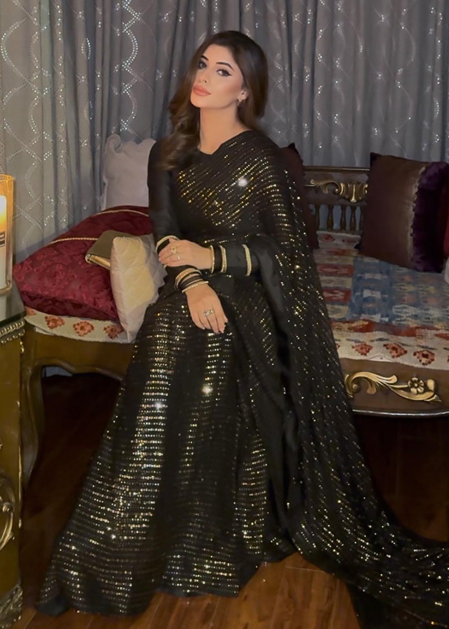 Laal Clothing GLC 044 Black Saree Women 3pcs