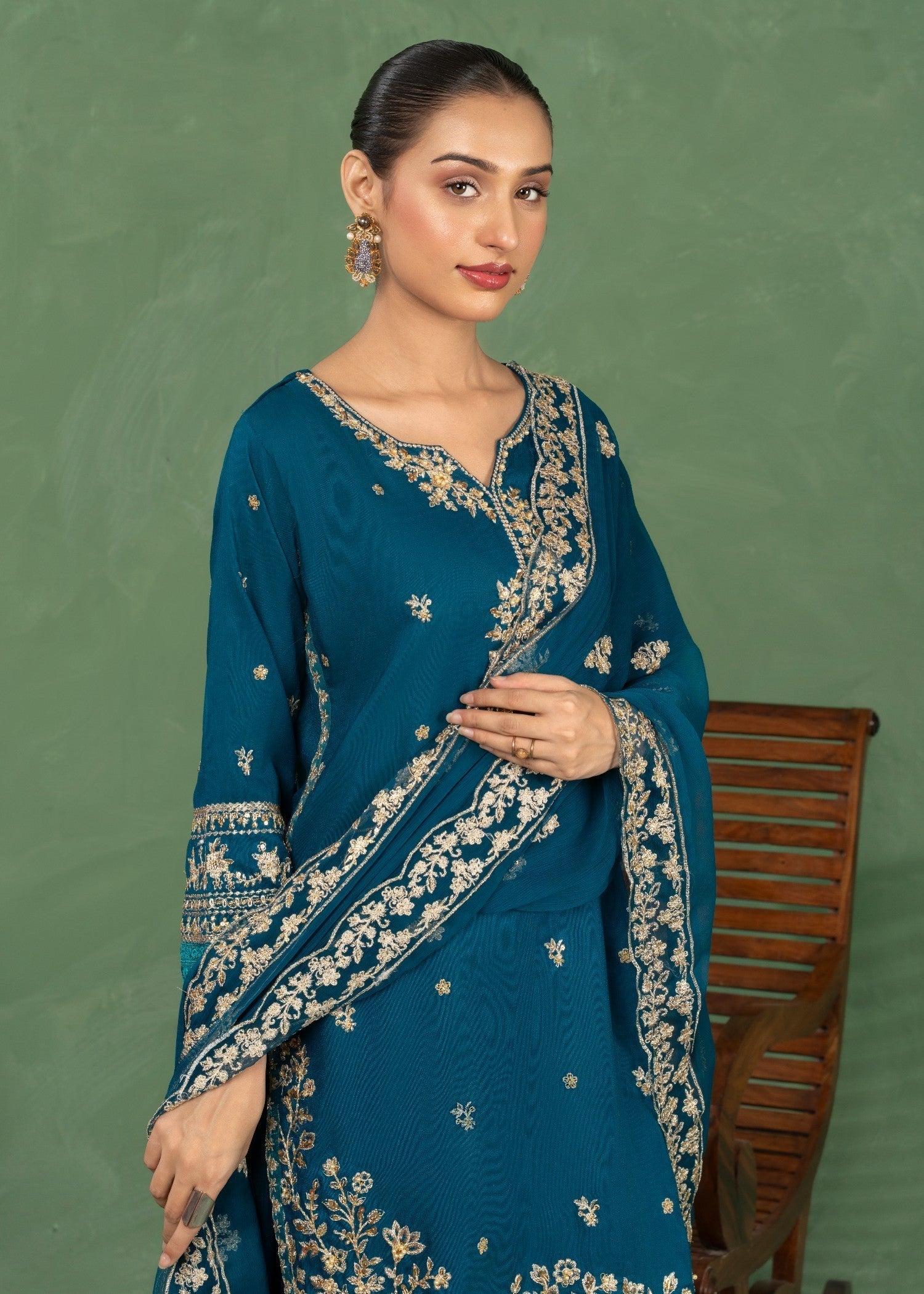 Four Season Boutique JASHAN RAOSILK TEAL Women 3pcs