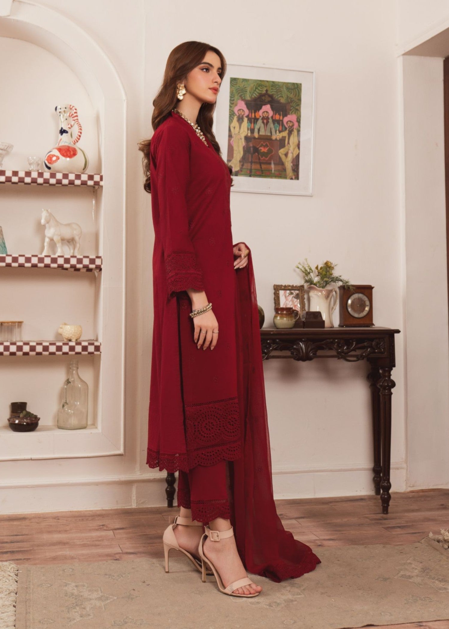 Al-Harir Apparel Geet Maroon Women 3pcs