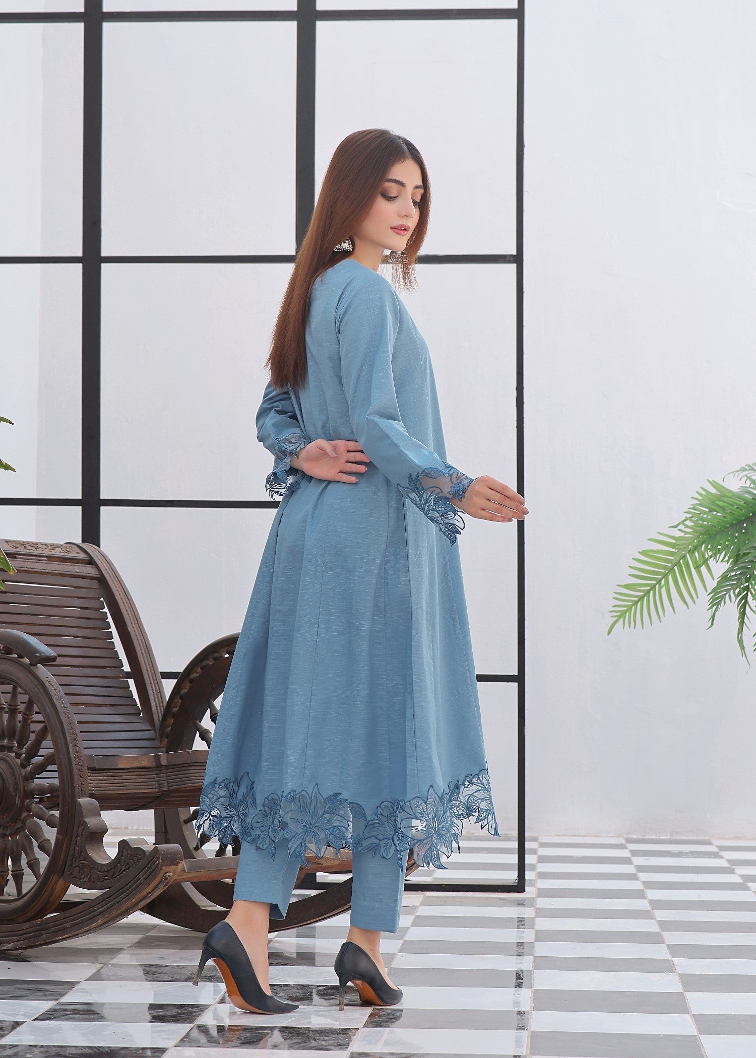 Luxeurs Niagara Lawn Embroidered Dress Women 2pcs