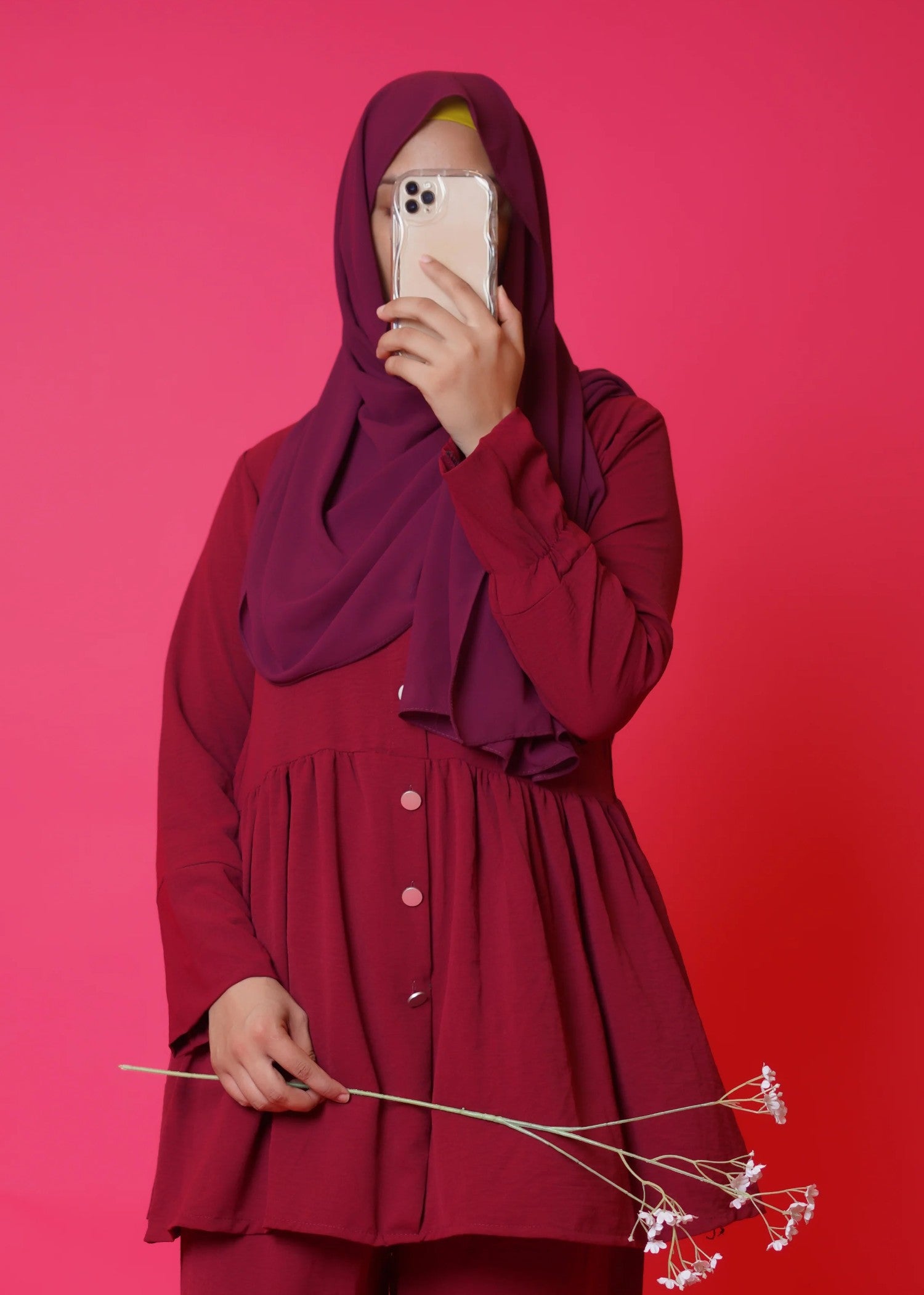 Imtiazbyalrubab Iris Frock Style Co Ord Set Maroon Women 2pcs