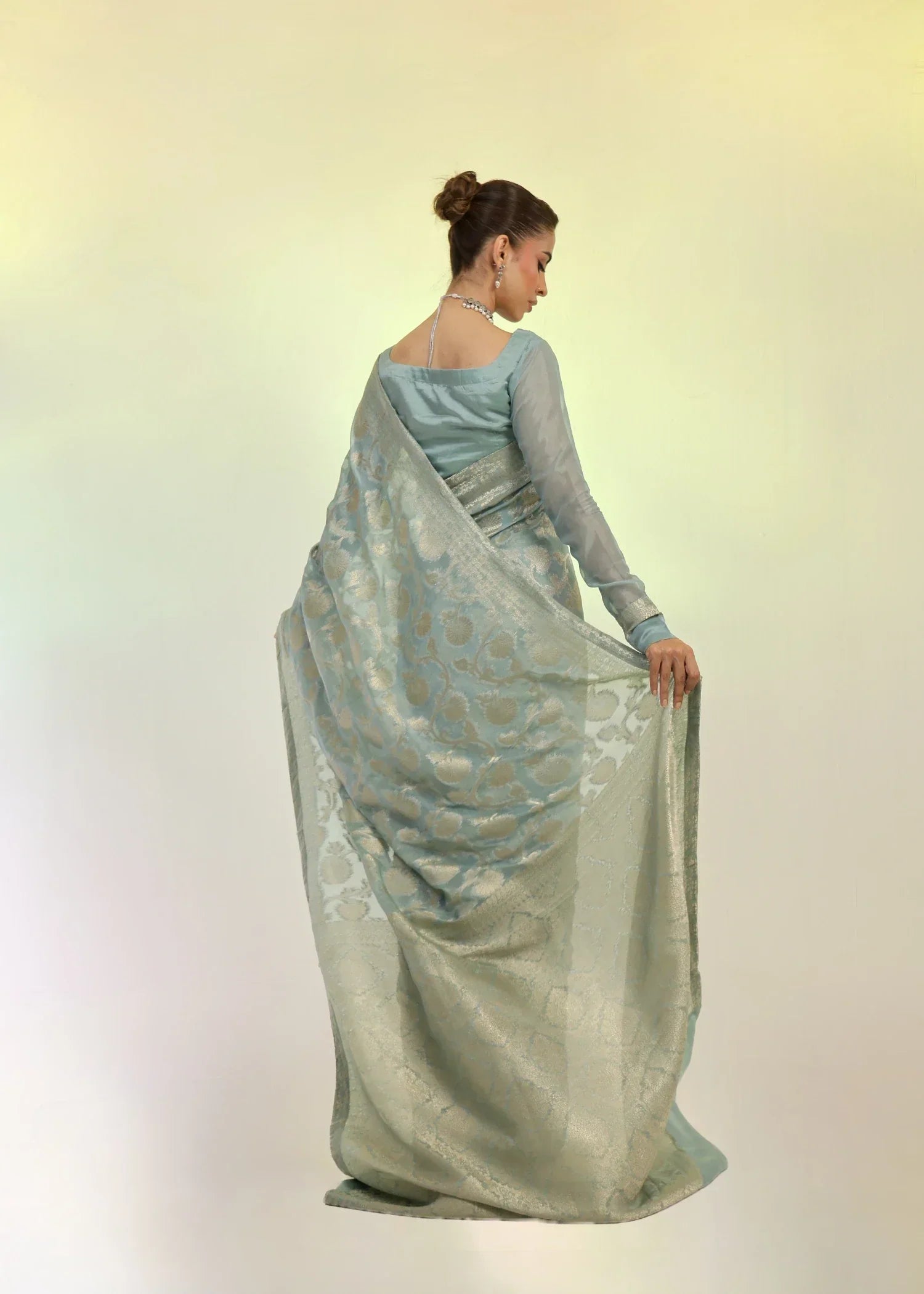 Ripret Mint Banarsi Saree Women 3pcs