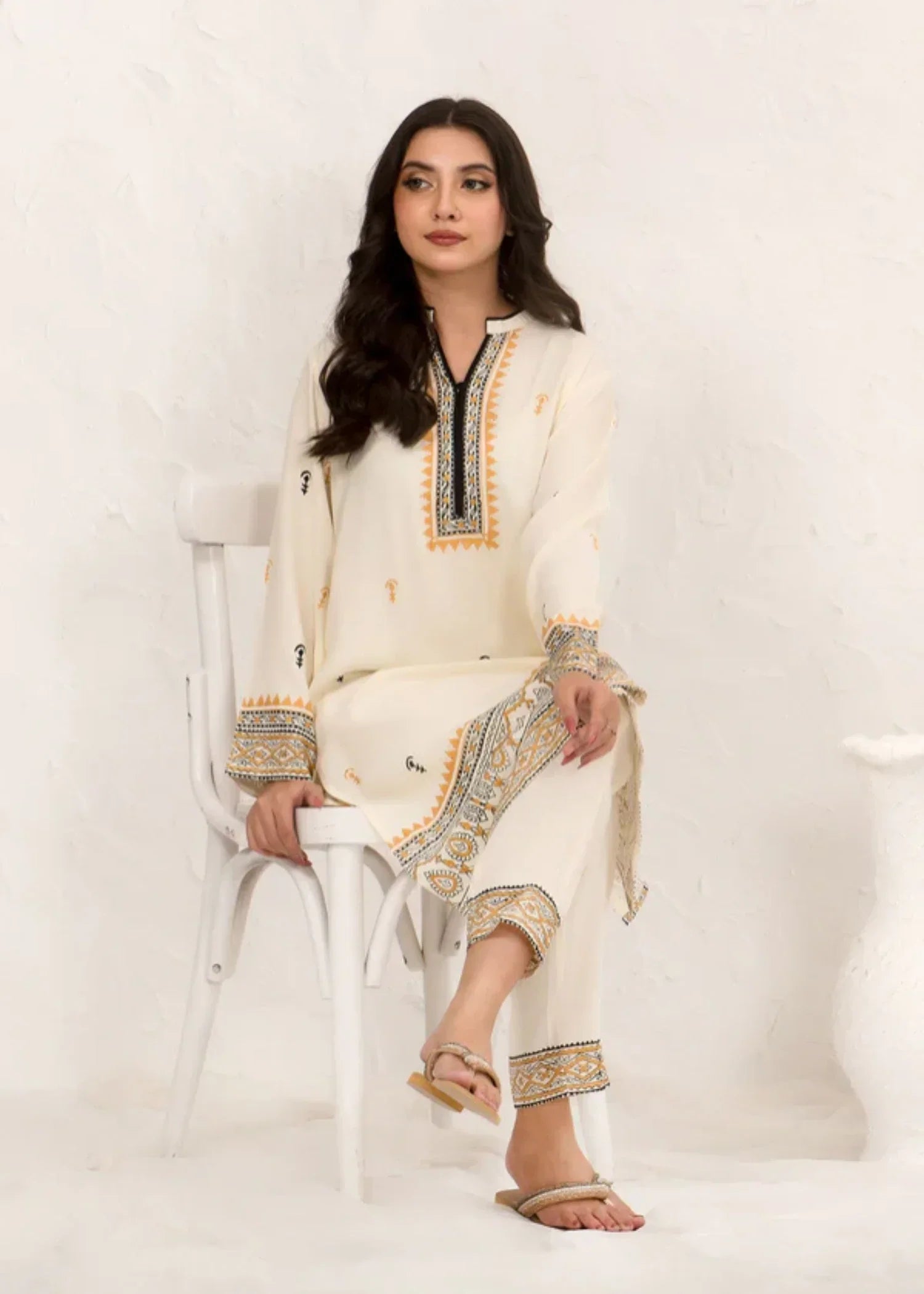 Ochre Cotton Crepe Printed Suit SOLP 14 Women 2pcs