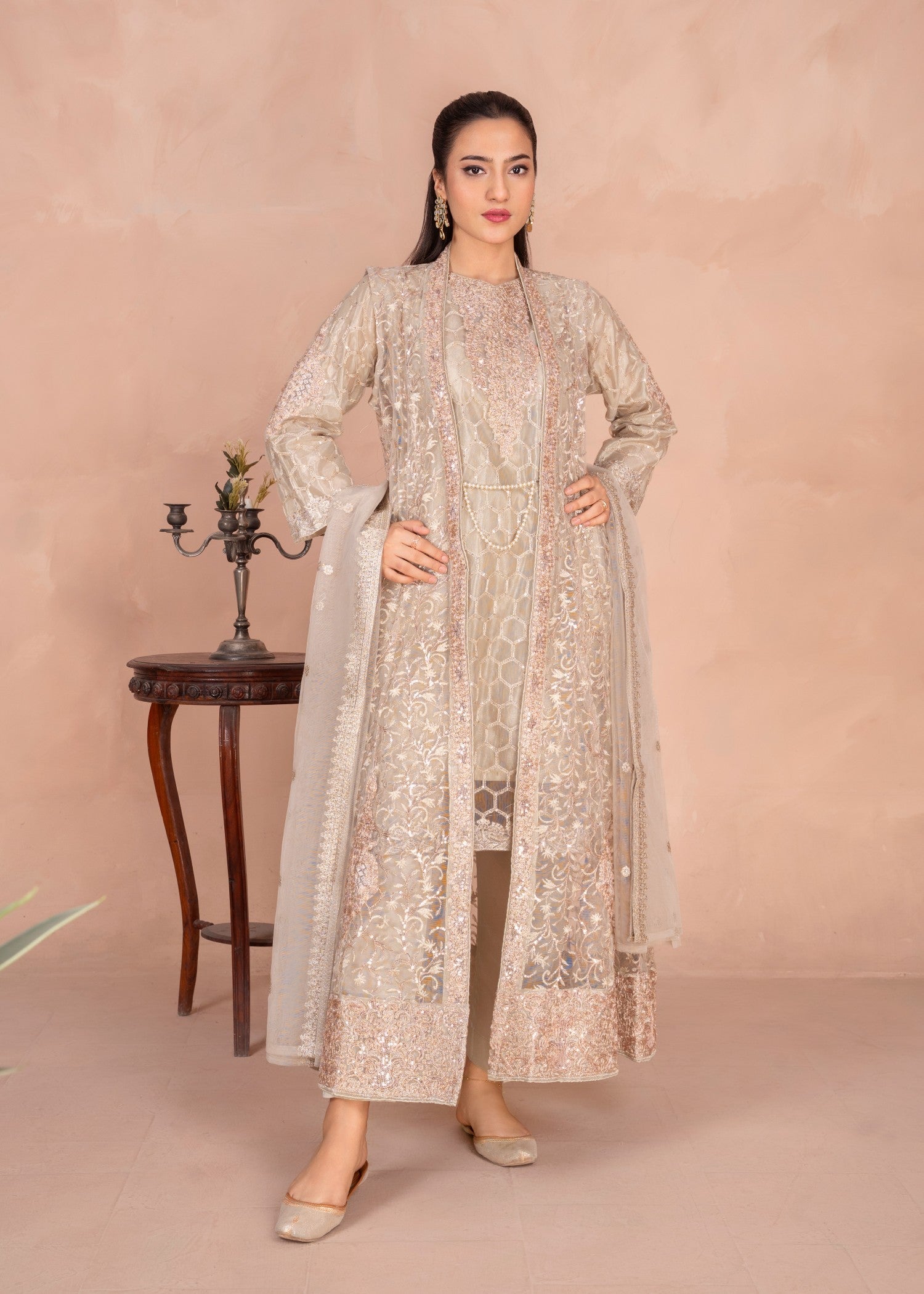 Four Season Boutique MALA GOWN SILVER GREY Women 4pcs