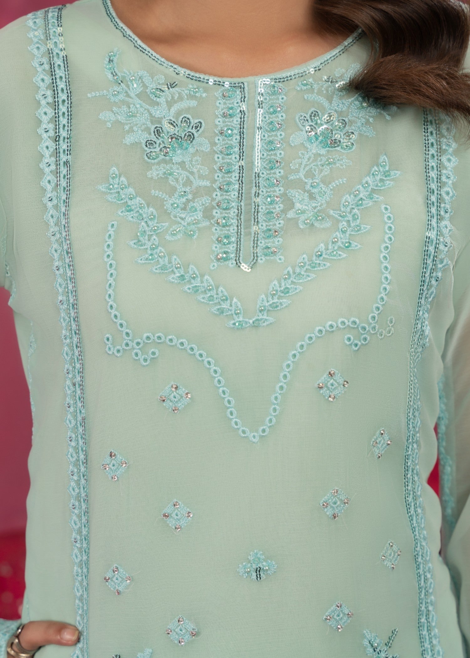 Four Season Boutique ZOBIA GHARARA ICEBLUE Women 3pcs