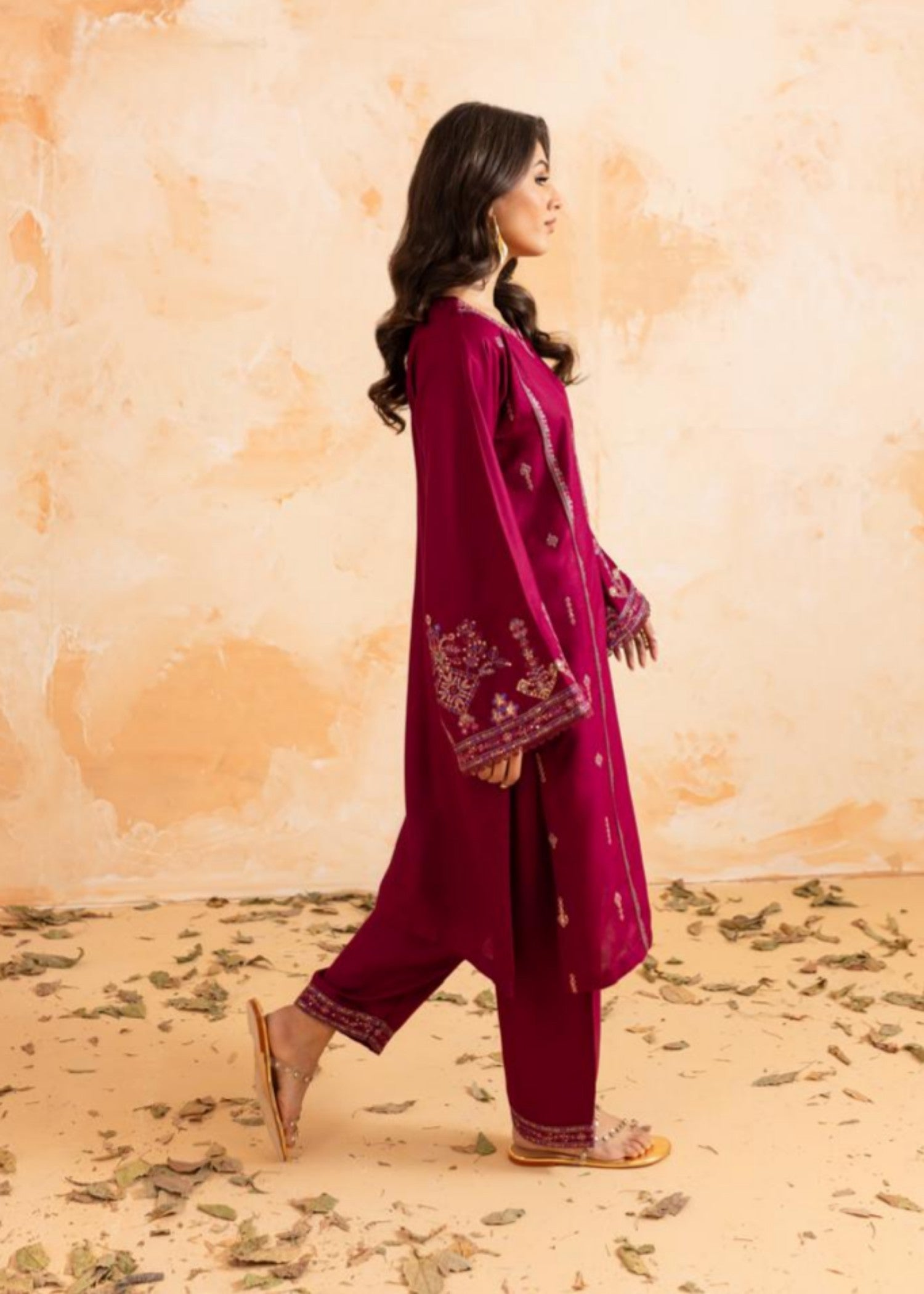 Afsarah Rosewood Luxury Embroidered Dress Women 2pcs