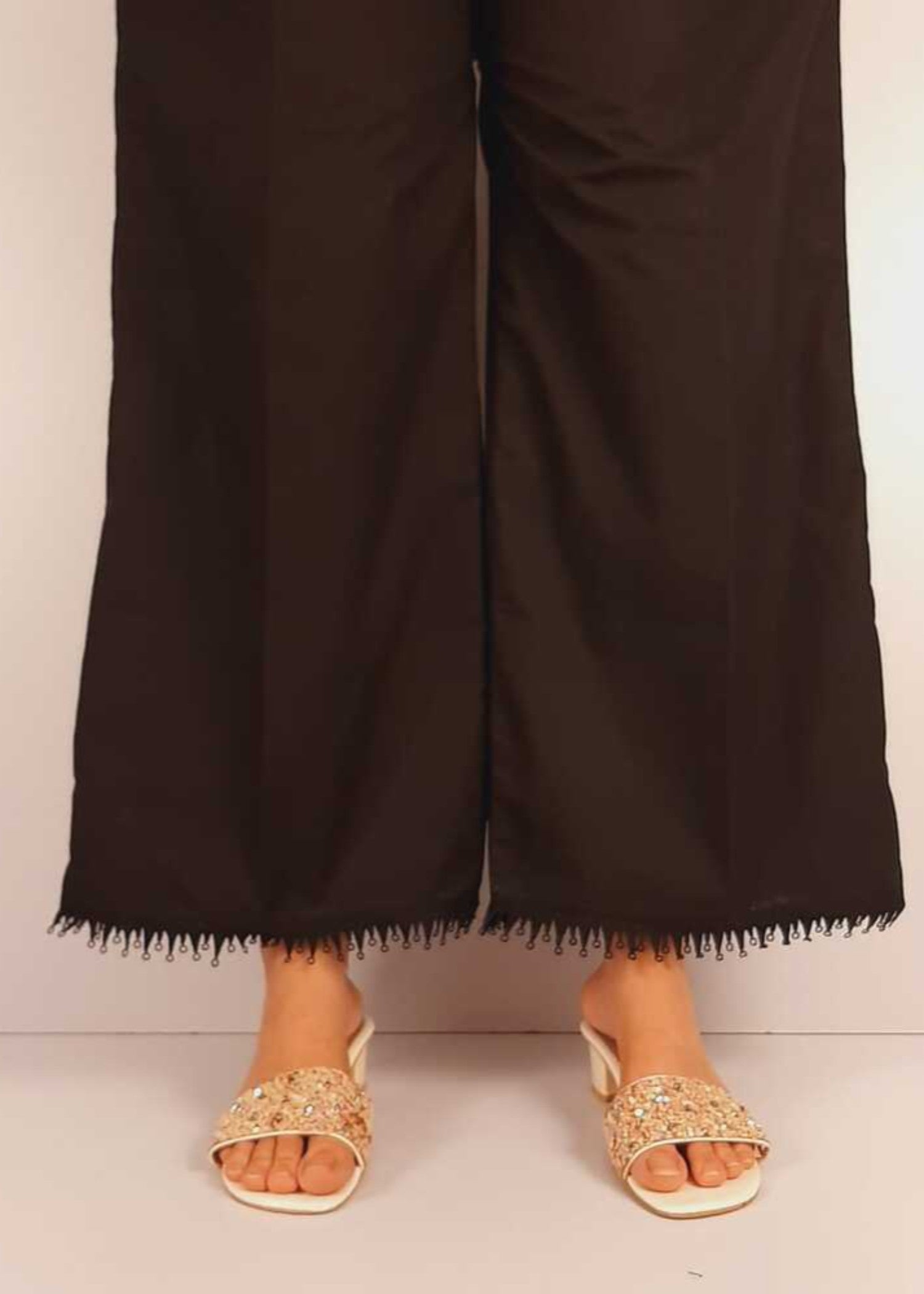 Zardi Palazzo With Bottom Lace Soft Cotton Black ZT502 Women 1pcs