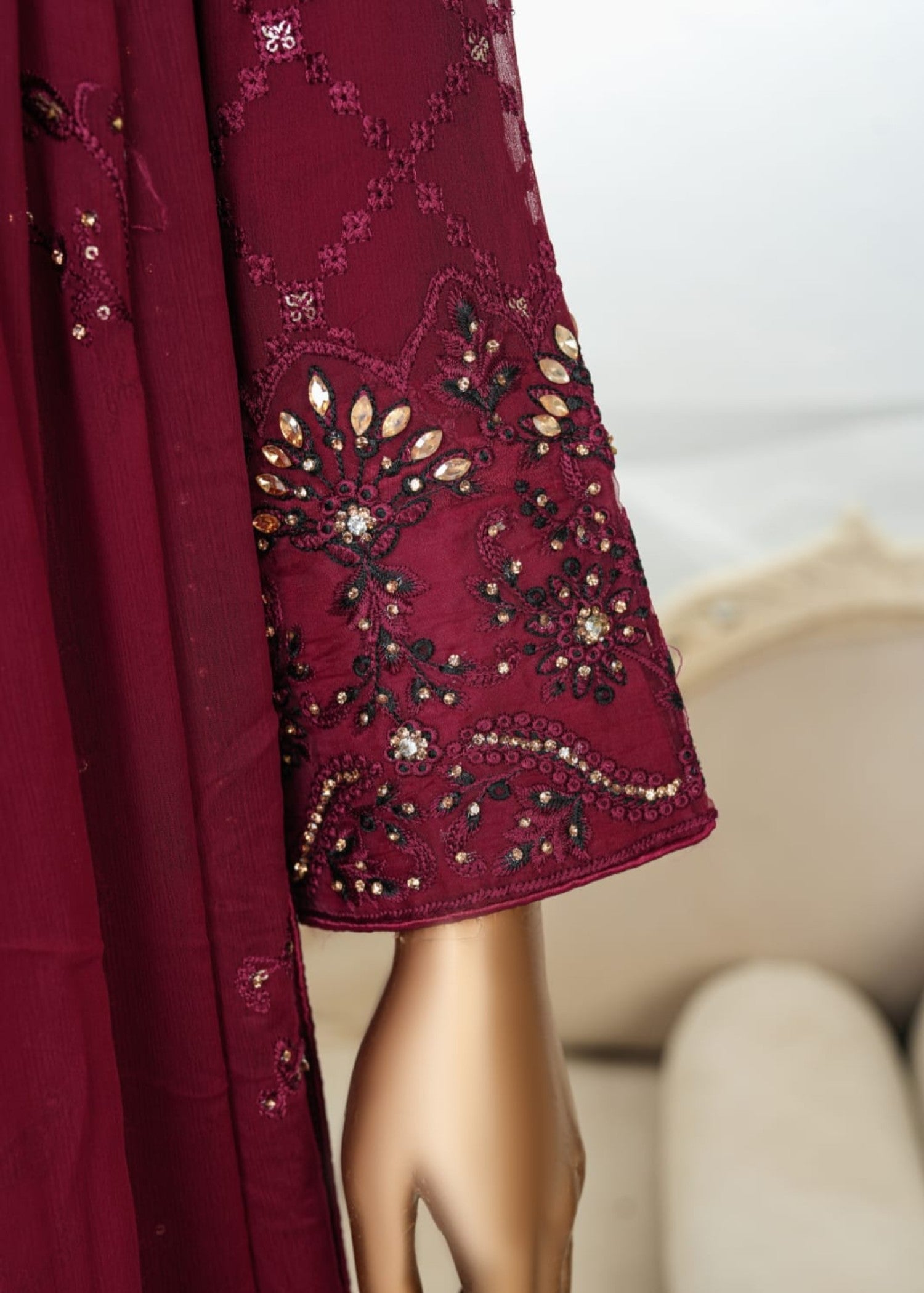 Ahmed Creations kinza Maroon Women 3pcs