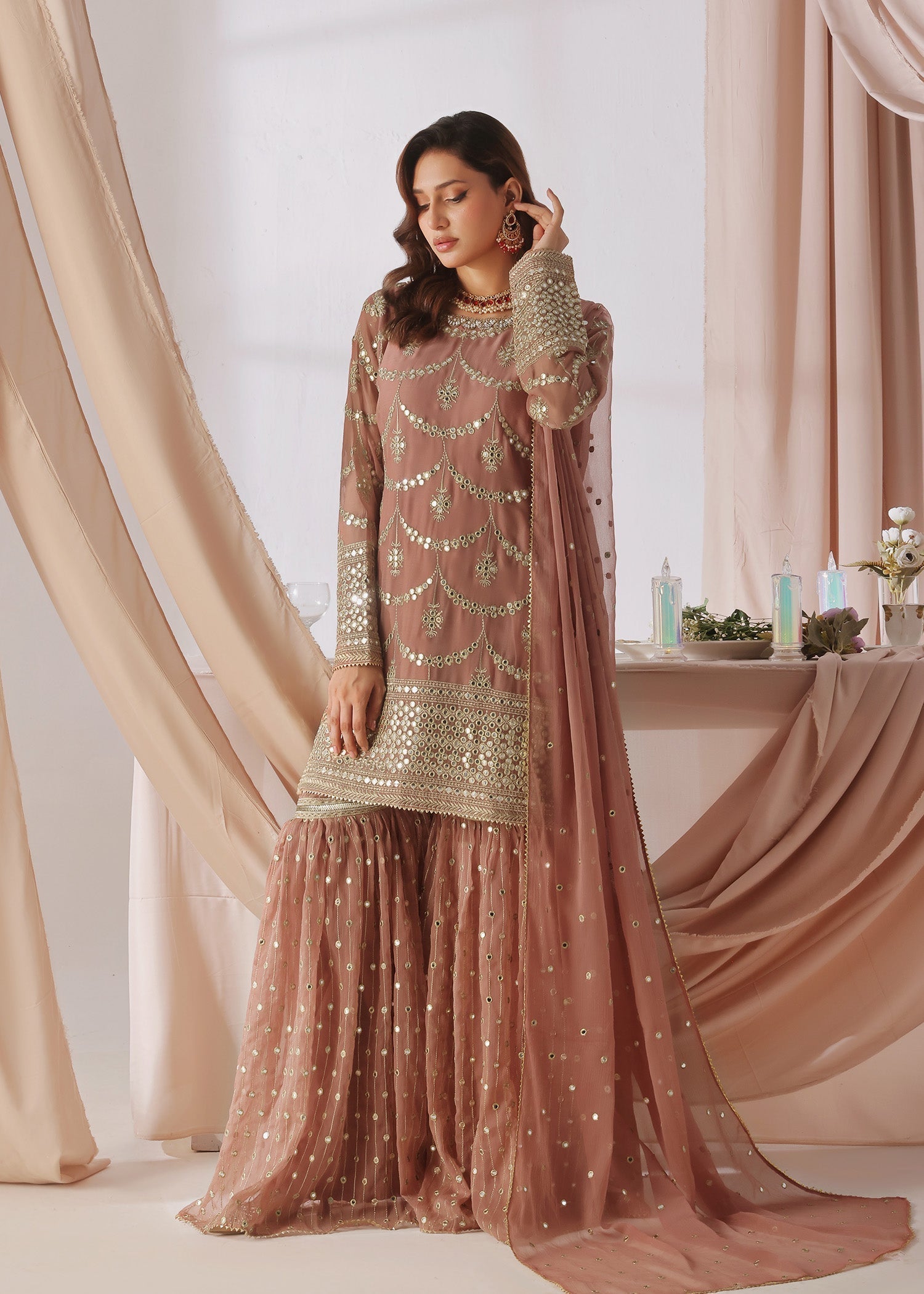 Ayesha Closet GUL BAHAR CORAL PINK Women 3pcs