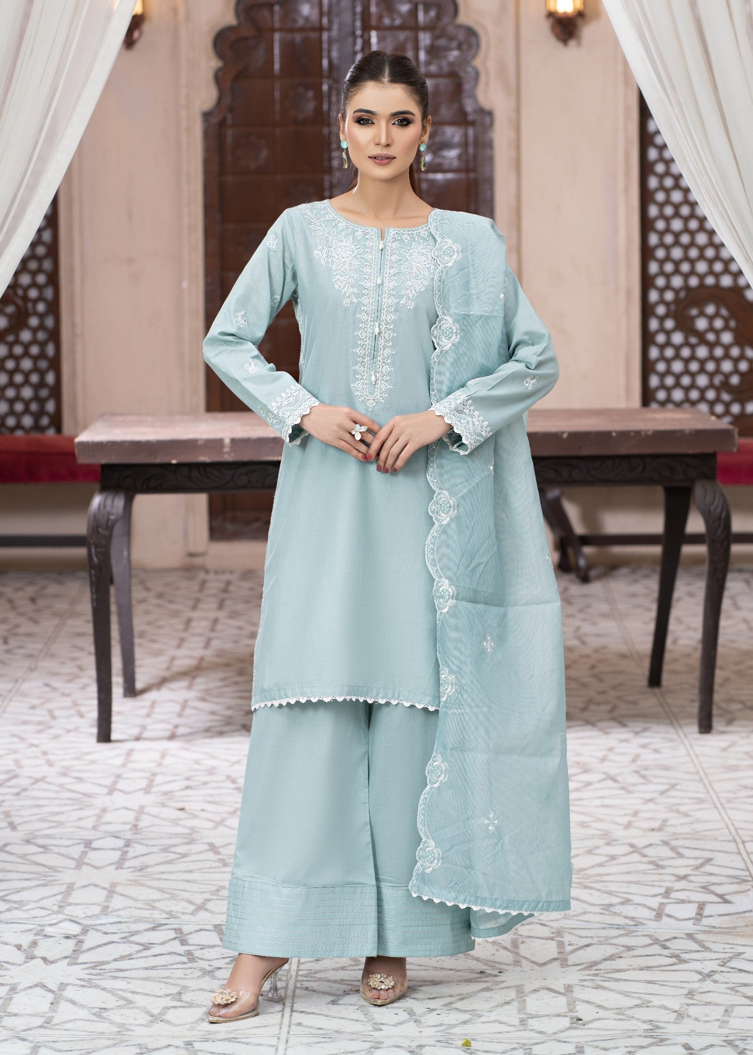 Madame Embroidered Cotton Suit 2758 Women 3pcs