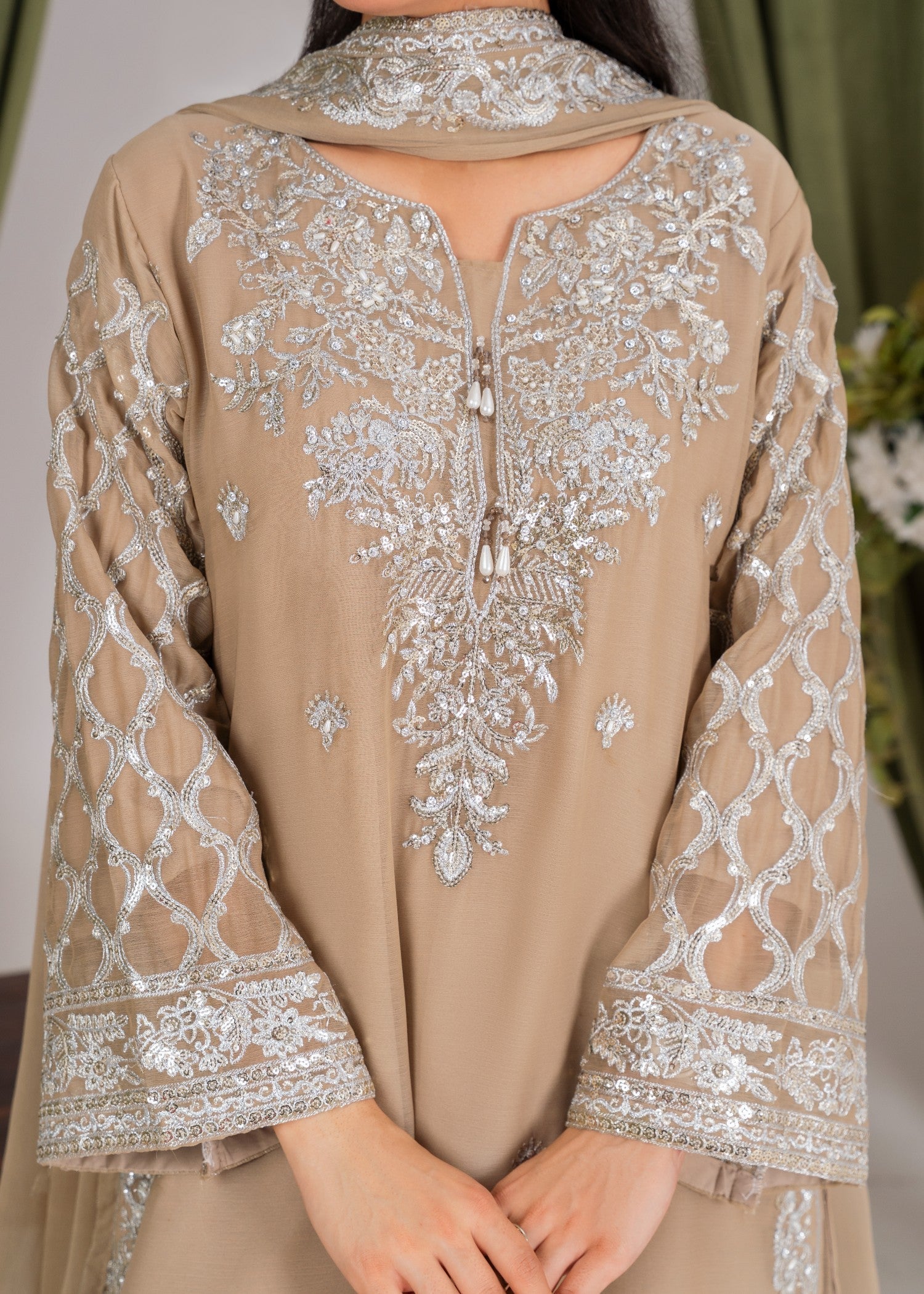 Four Season Boutique MEHERBAAN TAN BROWN Women 3pcs