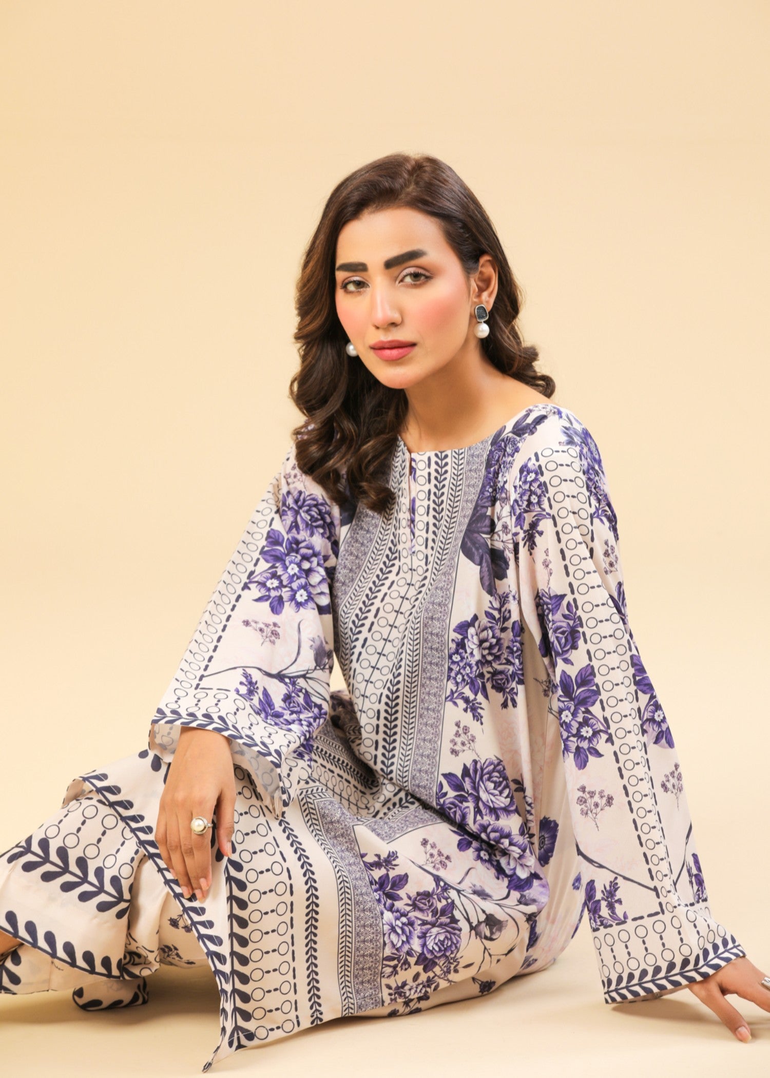 Zenyre Indigo Stripe Printed Set Women 2pcs