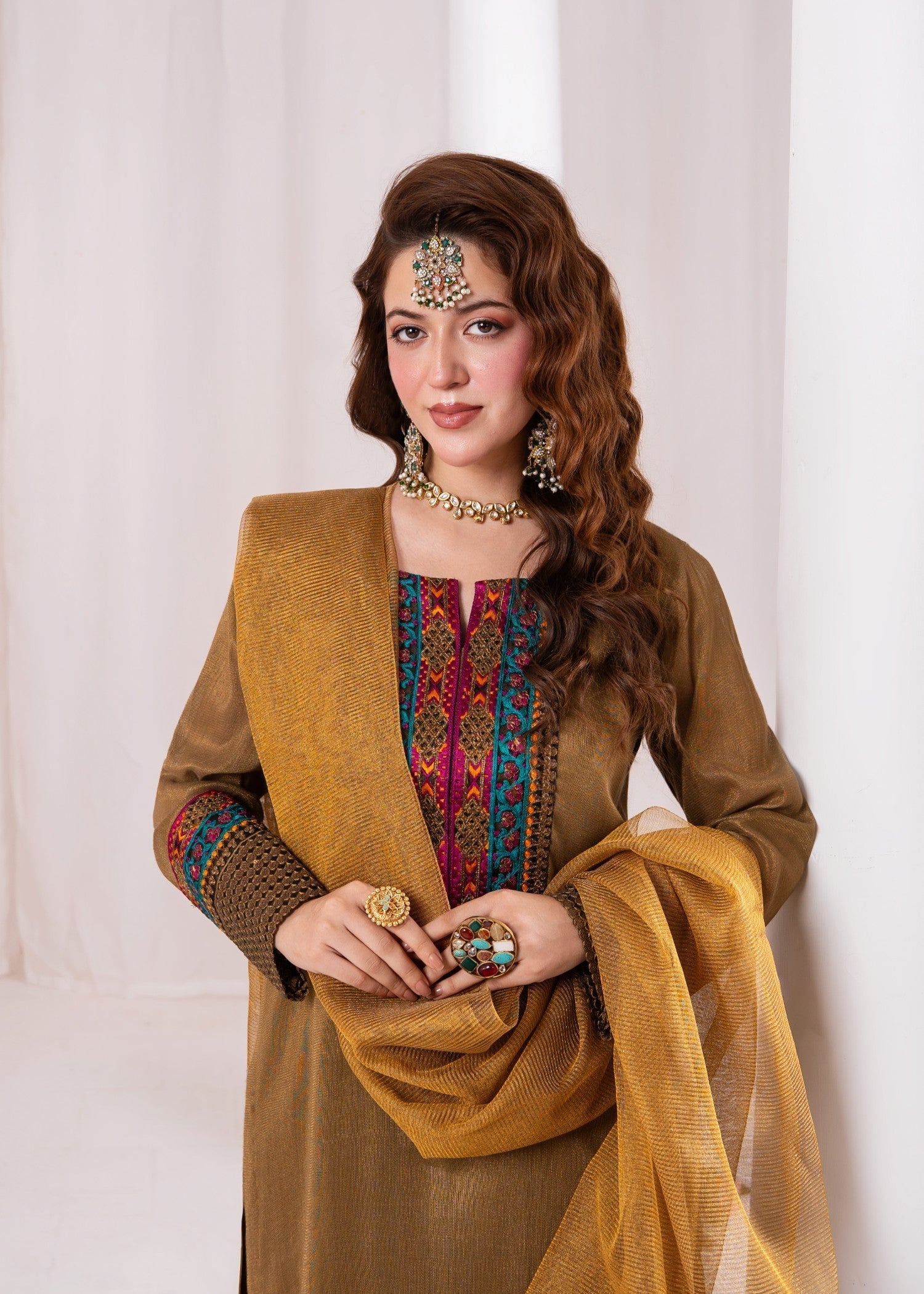 Meem Designs BROWN ZARI Women 3pcs