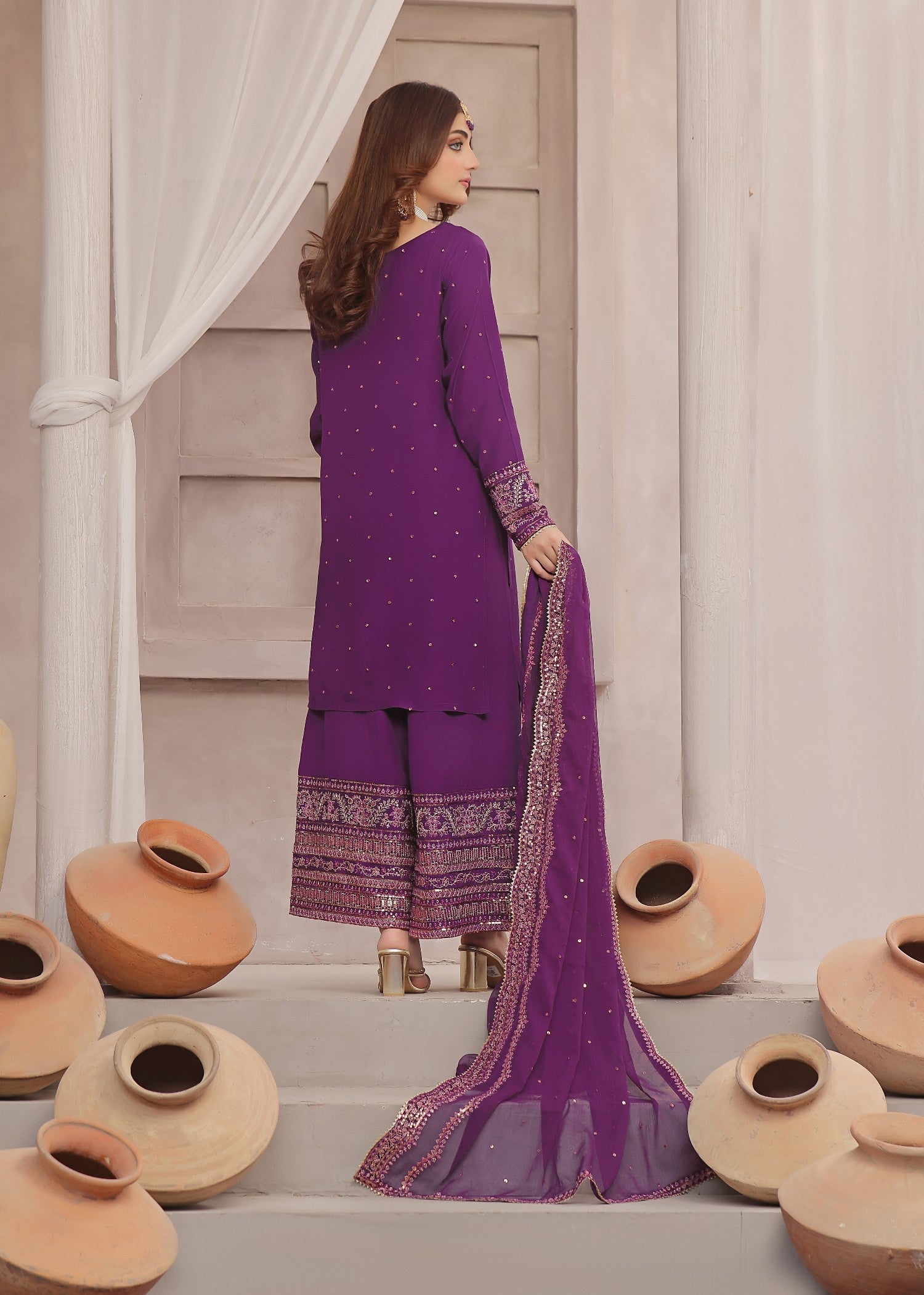 Luxeurs Jahan Aara Raw Silk Formal Stitched Dress Women 3pcs