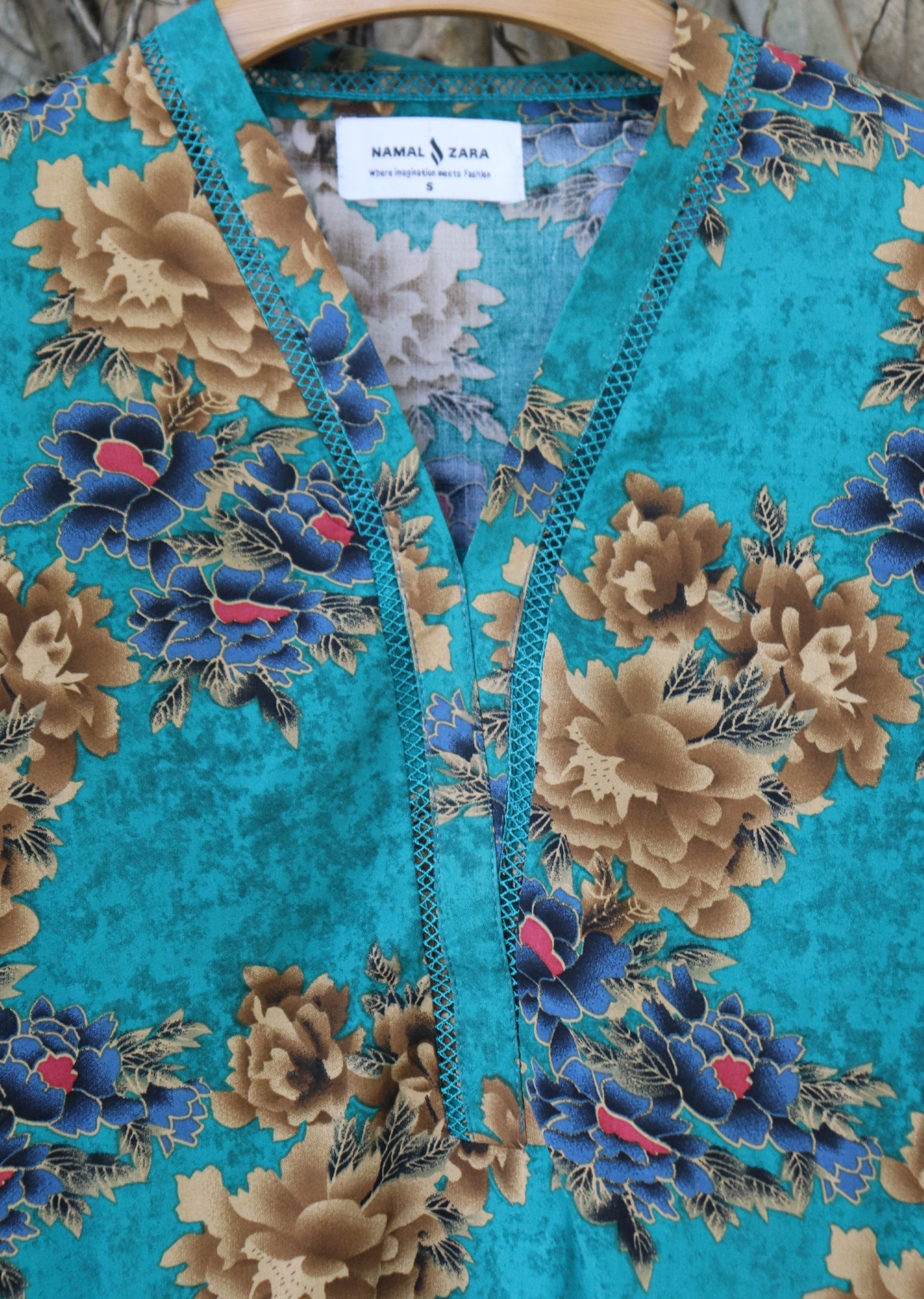 Namal Zara Ltd Co Ord Linen Set Sky Blue Floral Women 2pcs