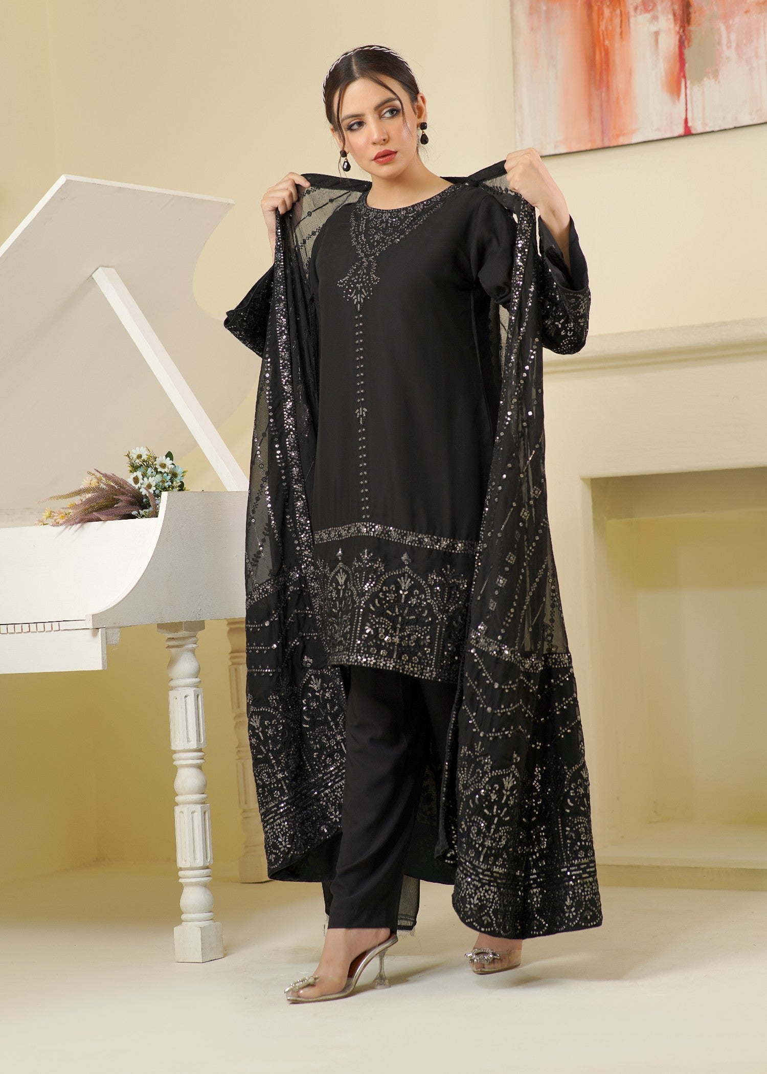 Rangoon Clothing Nameera Midnight Black Women 4pcs