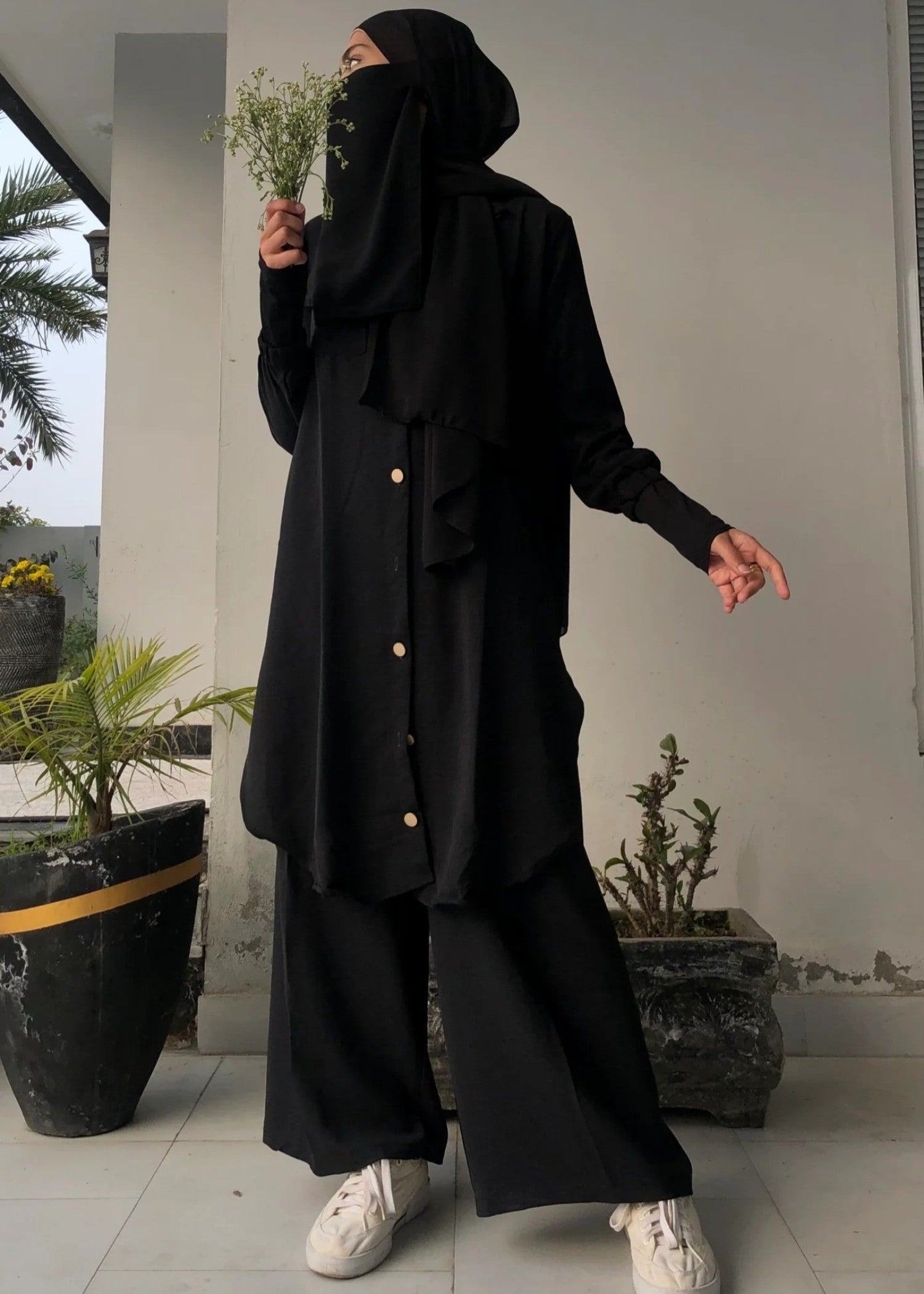 Al Rubab Collection Pocket Style Co Ord Set Coral Black Women 2pcs