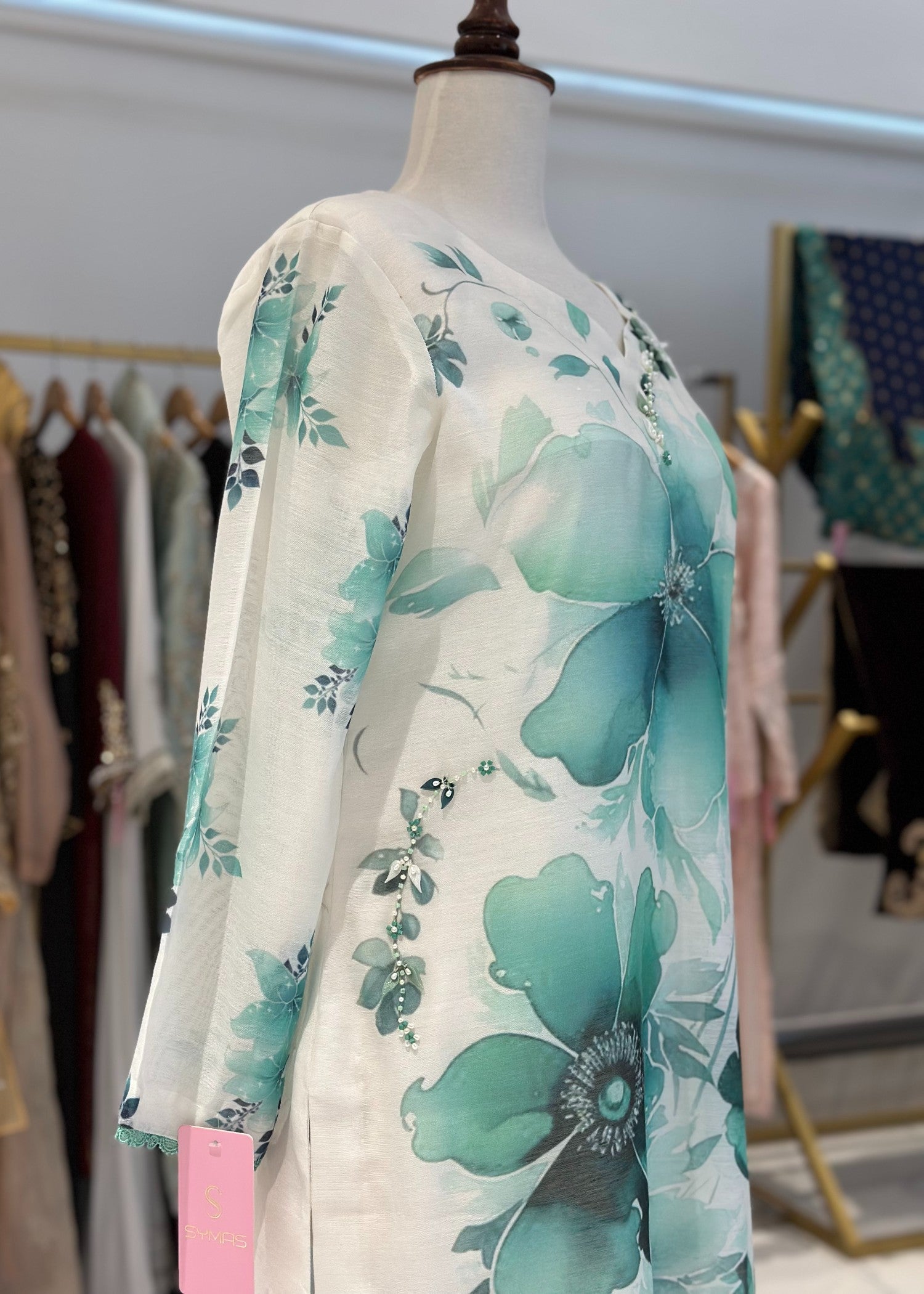 Symas White Cotten Silk Shirt And Dupatta Women 2pcs