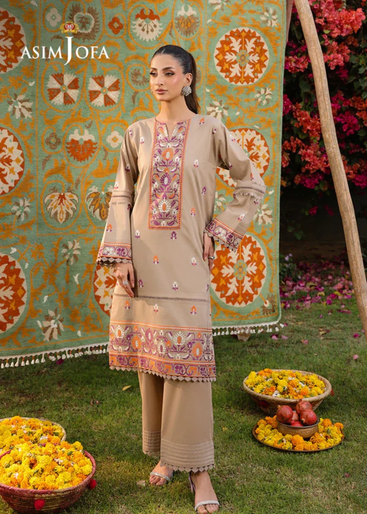 Asim Jofa AJPB 181 EMBROIDERED CAMBRIC STITCHED Women 2pcs