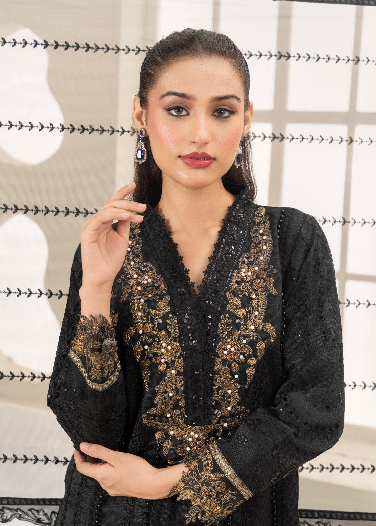 Khubsurat 3841 KH OR NT Black Embroidery Women 3pcs