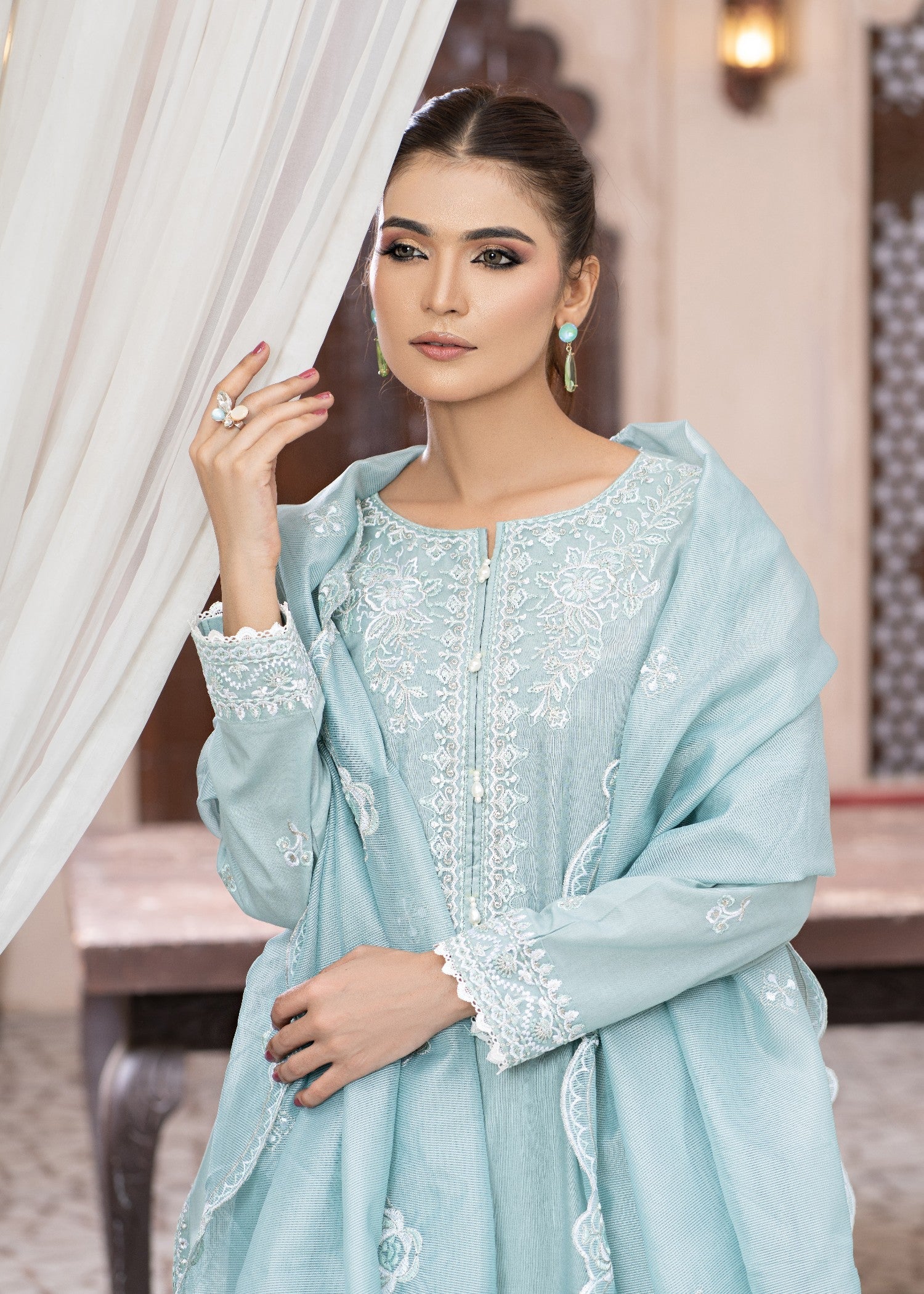 Madame Embroidered Cotton Suit 2758 Women 3pcs