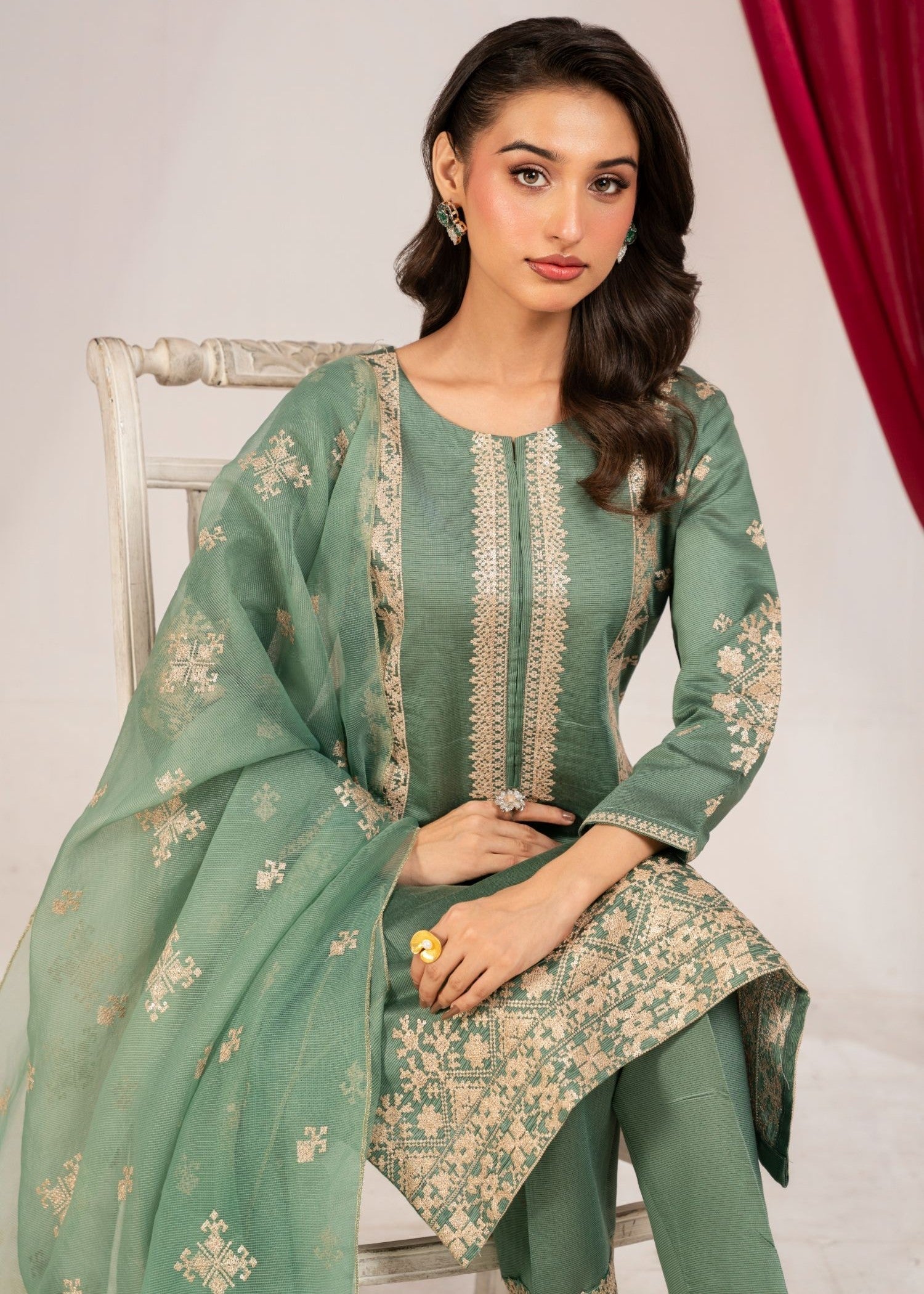 Al Burhan Apparel NAAZISH SEA GREEN Women 3pcs