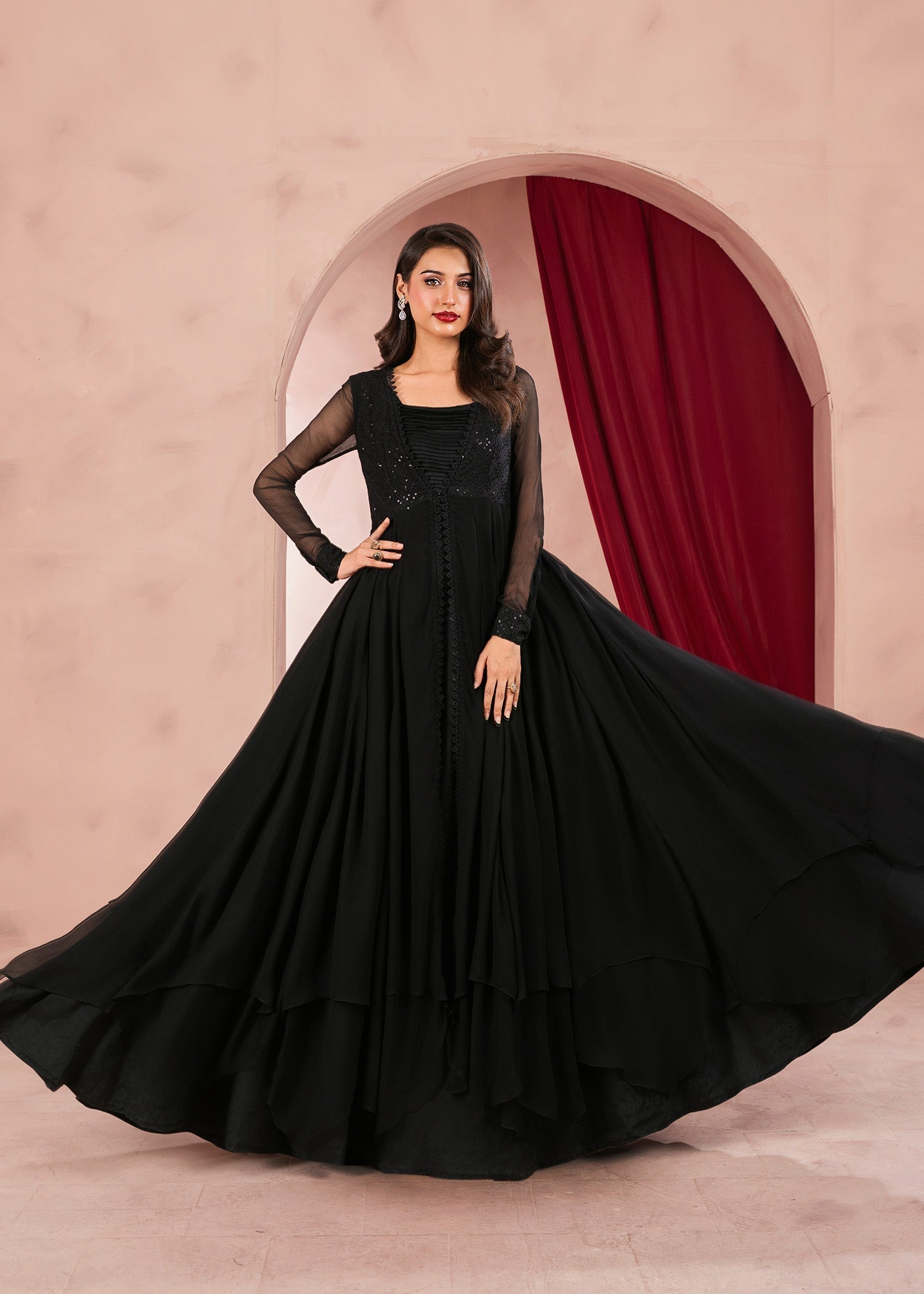 Rang-e-Haya Moon Veil (Black) Women 3pcs