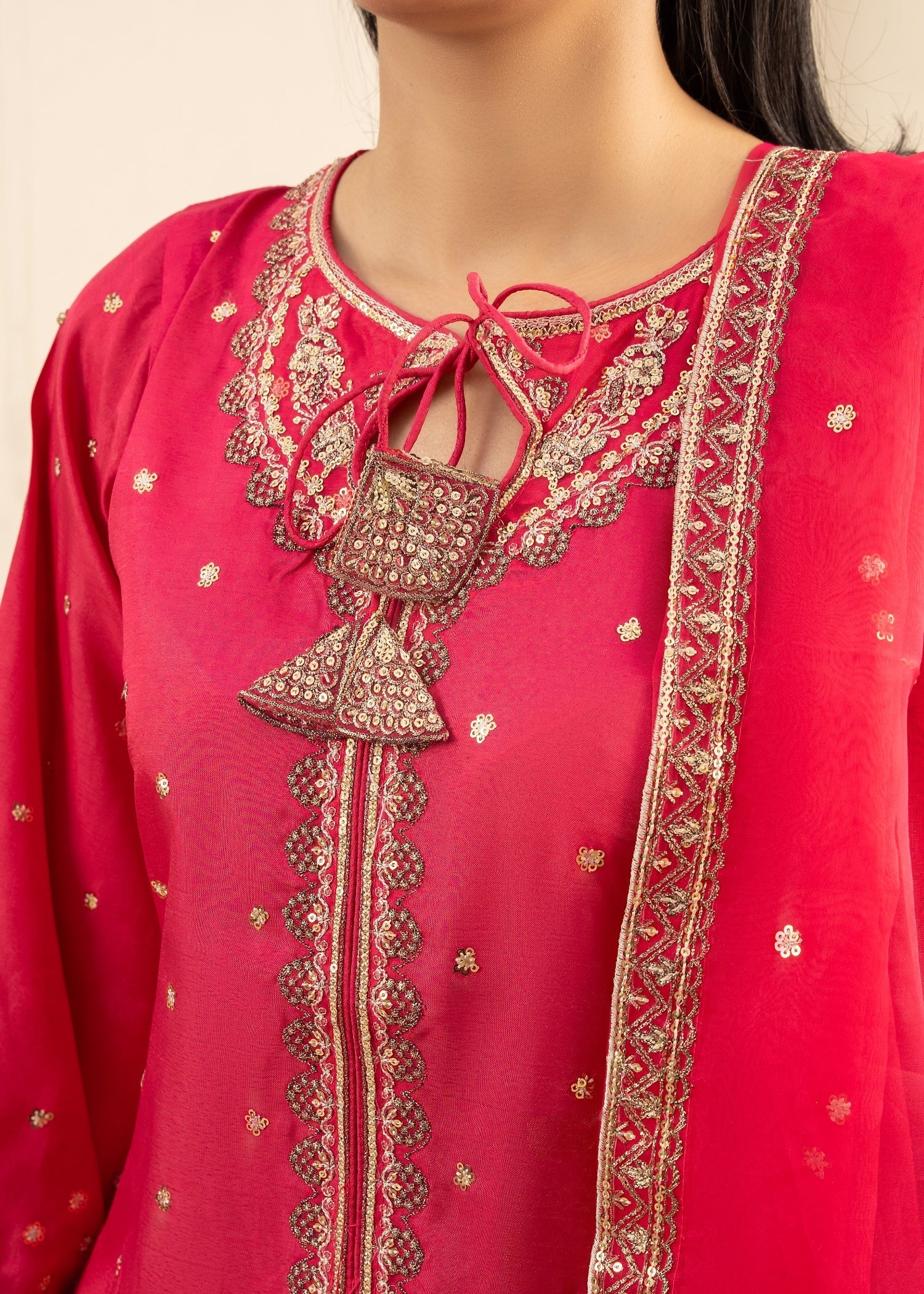 Maira Fashion Shocking Pink Kurta Set Women 3pcs