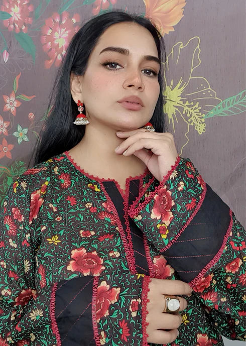 Namal Zara Ltd Summer Pret Lawn Forest Green Floral Design Women 3pcs