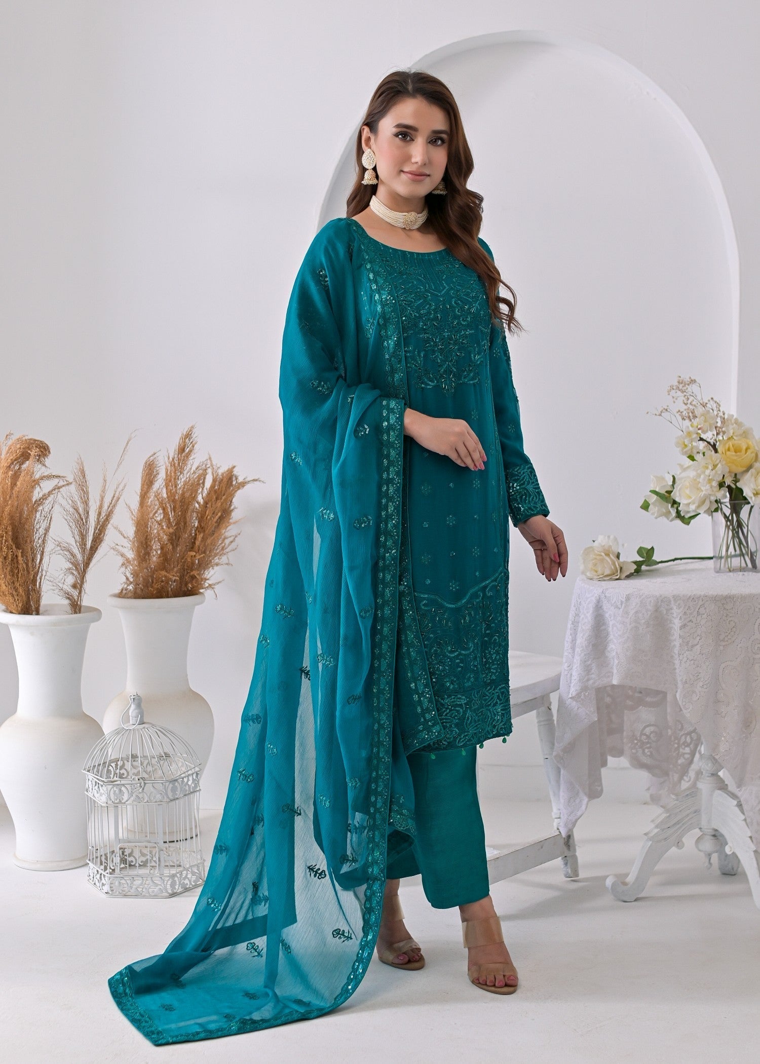 Qasim Anwer By Chandni Bridals LYDIA (TEAL) Women 3pcs