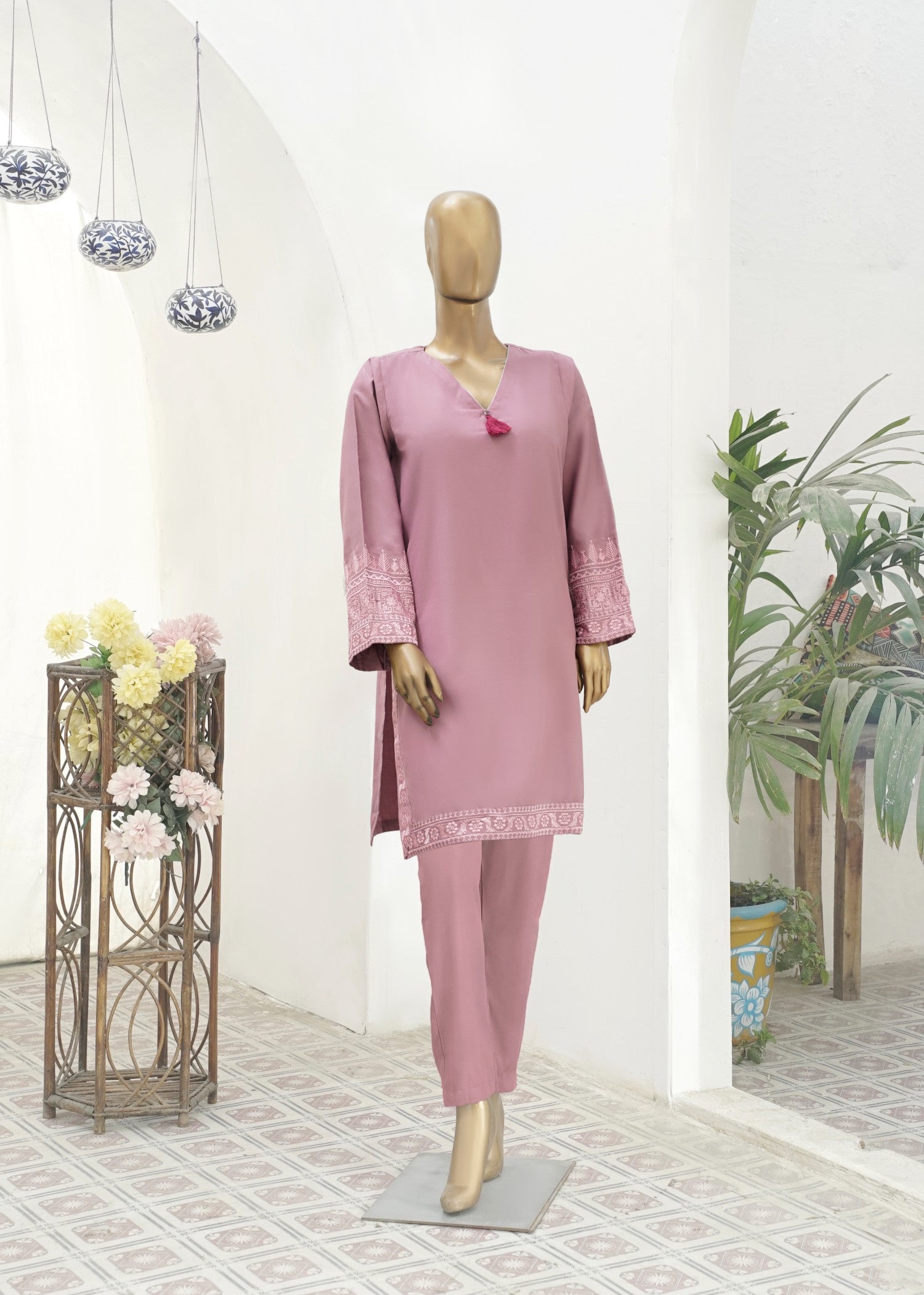 AYLA STUDIO Solid Embroidered SE250401 SHABNAM Women 2pcs