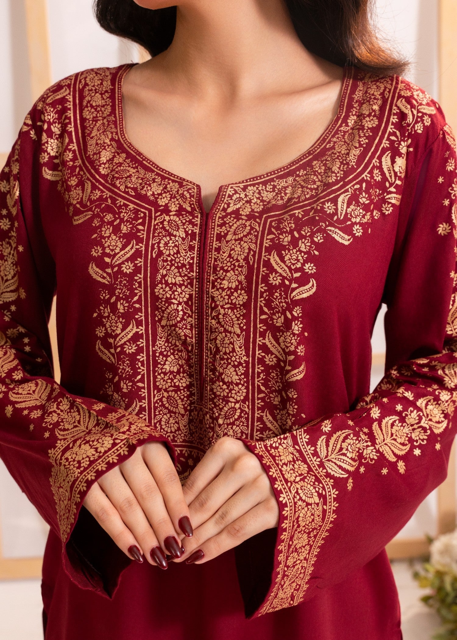 Zeekstore Maroon printed kurta Only Women 1pcs