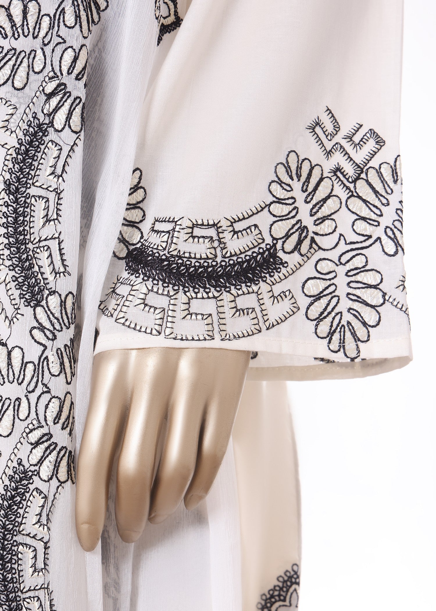 Khombi Centipede BZ 195 Off White Cotton Embroidered Dress Women 3pcs