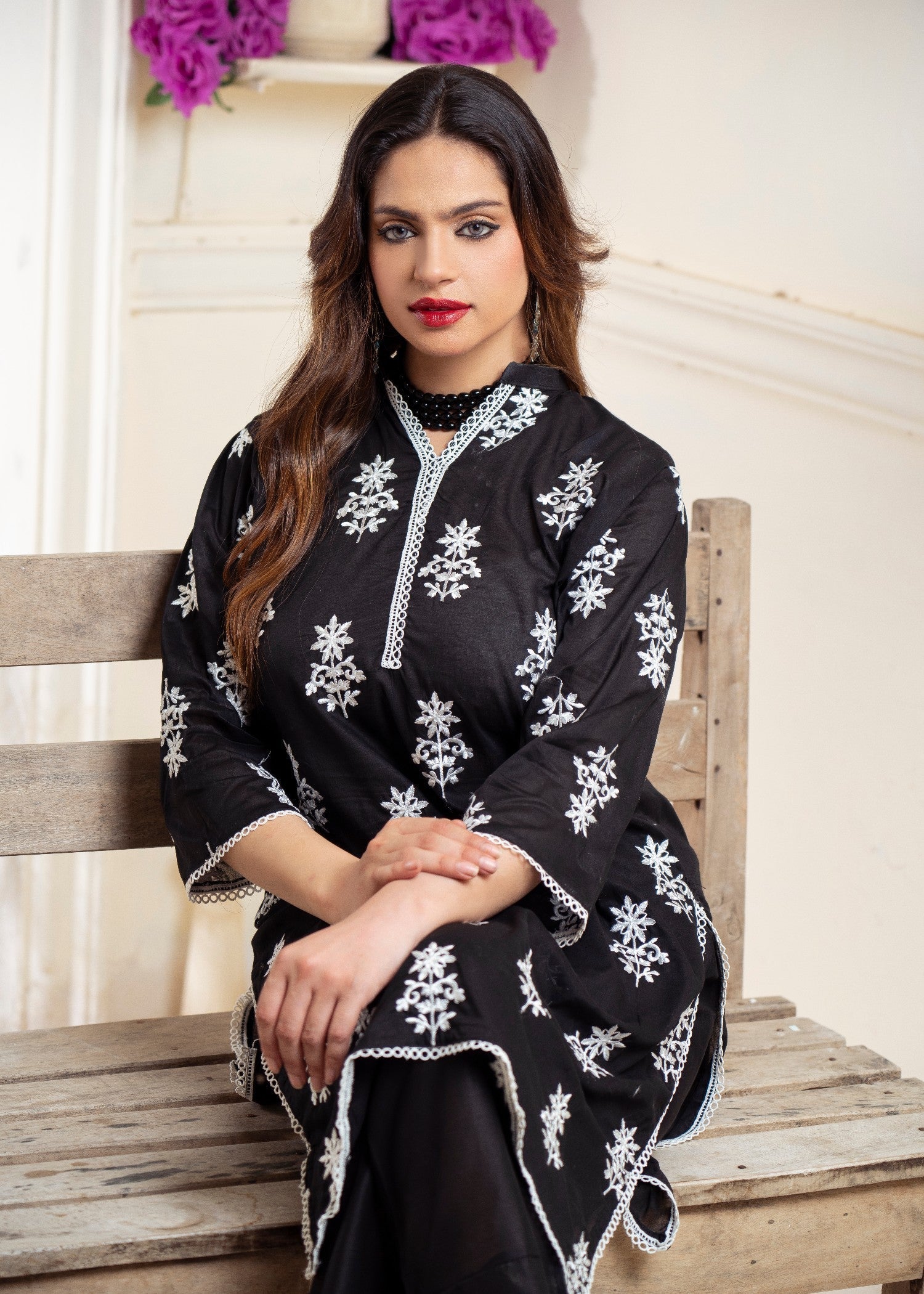 Afsarah White Tatreez Women 2pcs