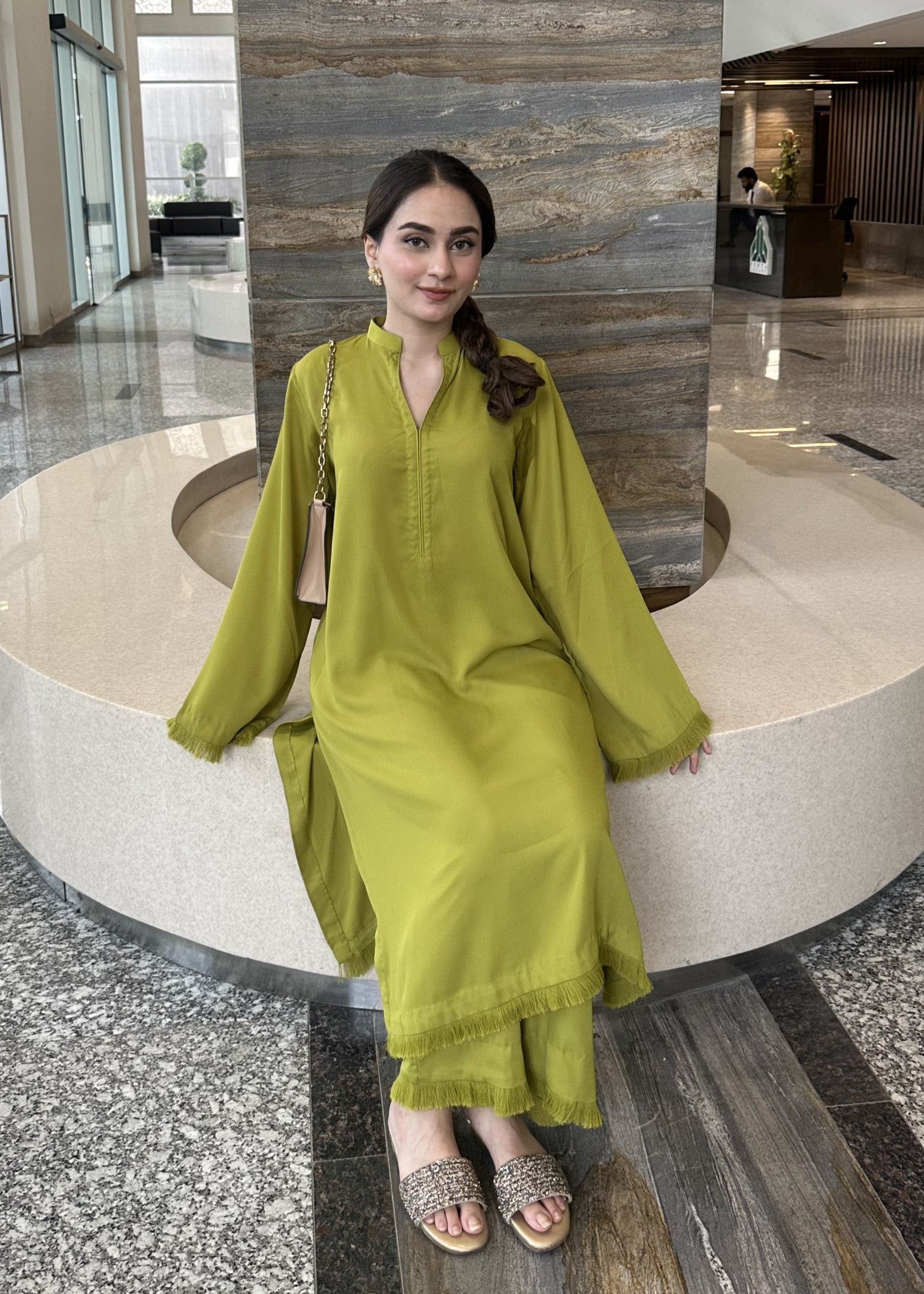 Zenyre Lime Glow Solid Set Women 2pcs