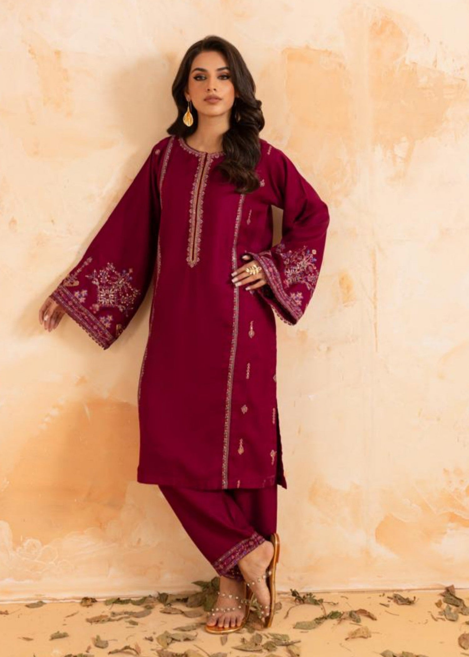 Afsarah Rosewood Luxury Embroidered Dress Women 2pcs